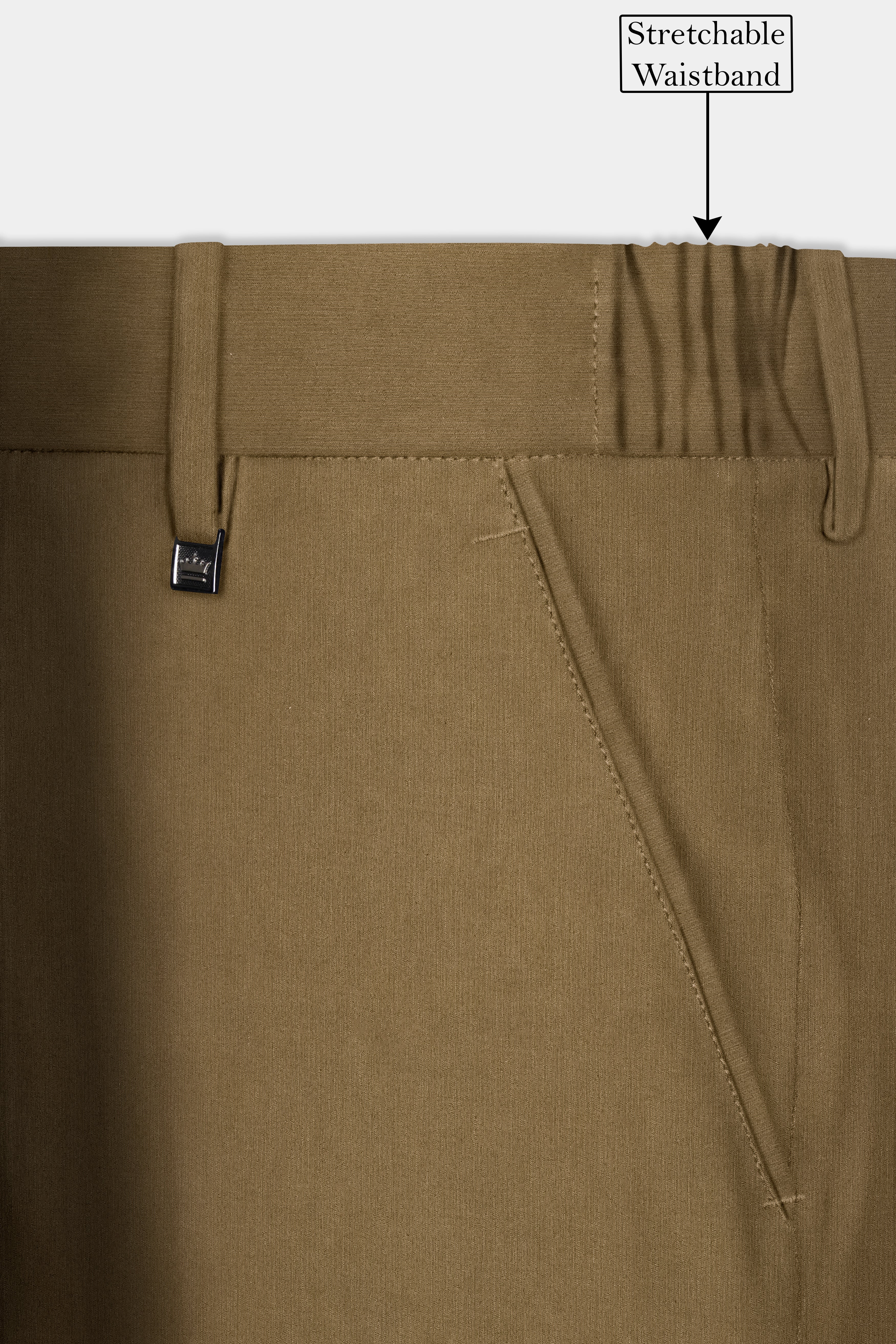 Sandrift Brown Solid Cotton Stretchable Waistband Pant