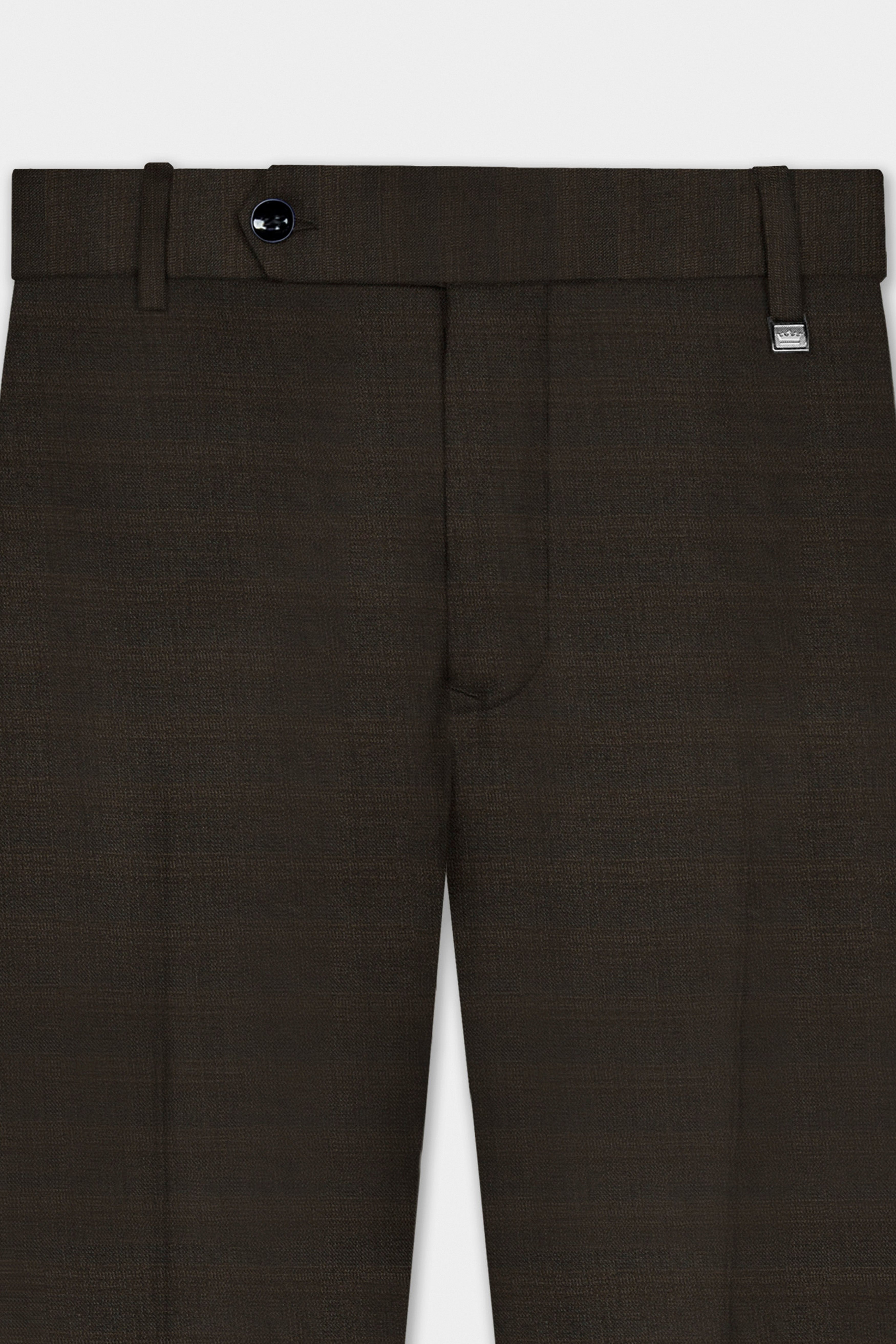 Piano Brown Textured Wool Rich Pant