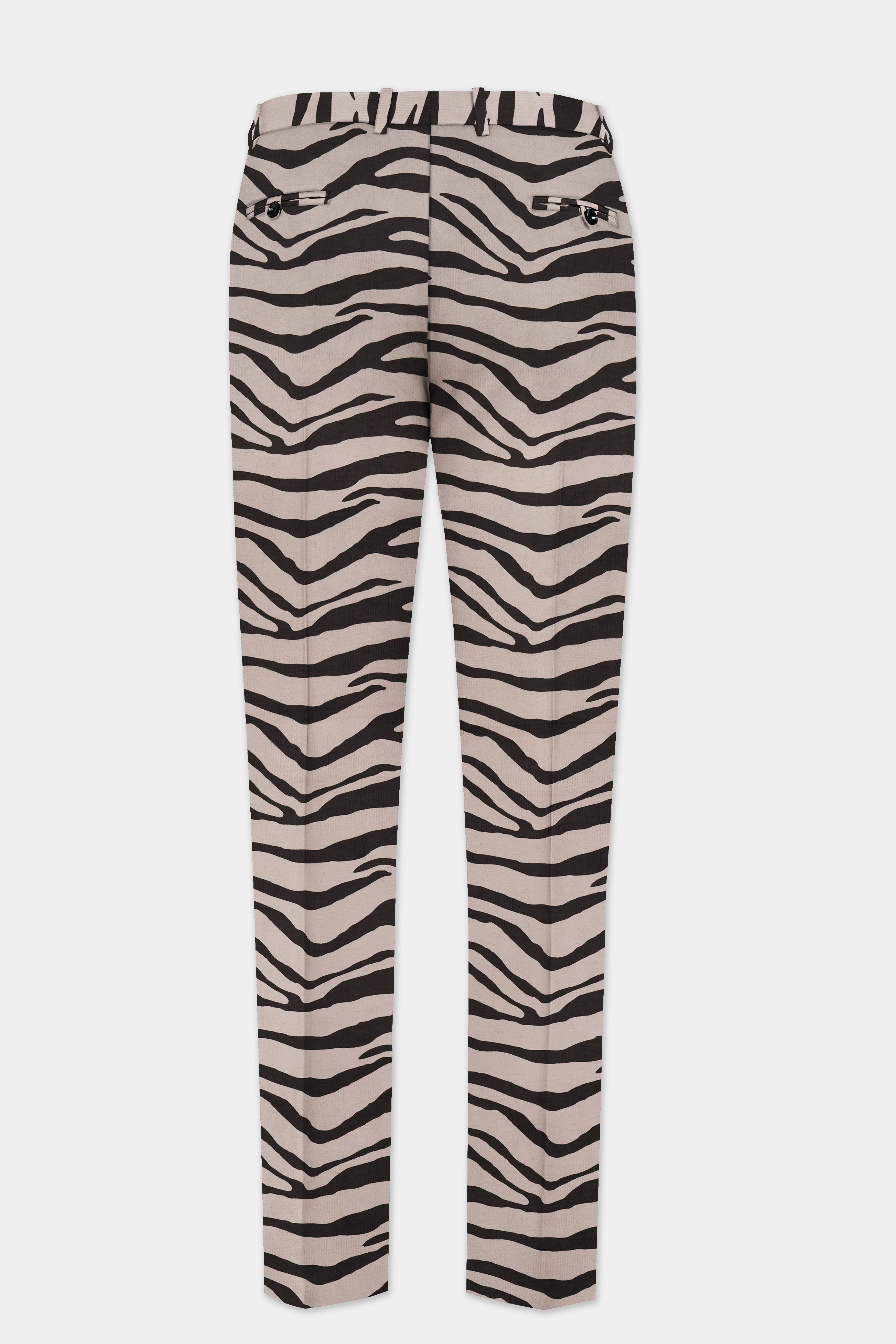 Silk Cream And Zeus Brown Animal Printed Corduroy Cotton Pant