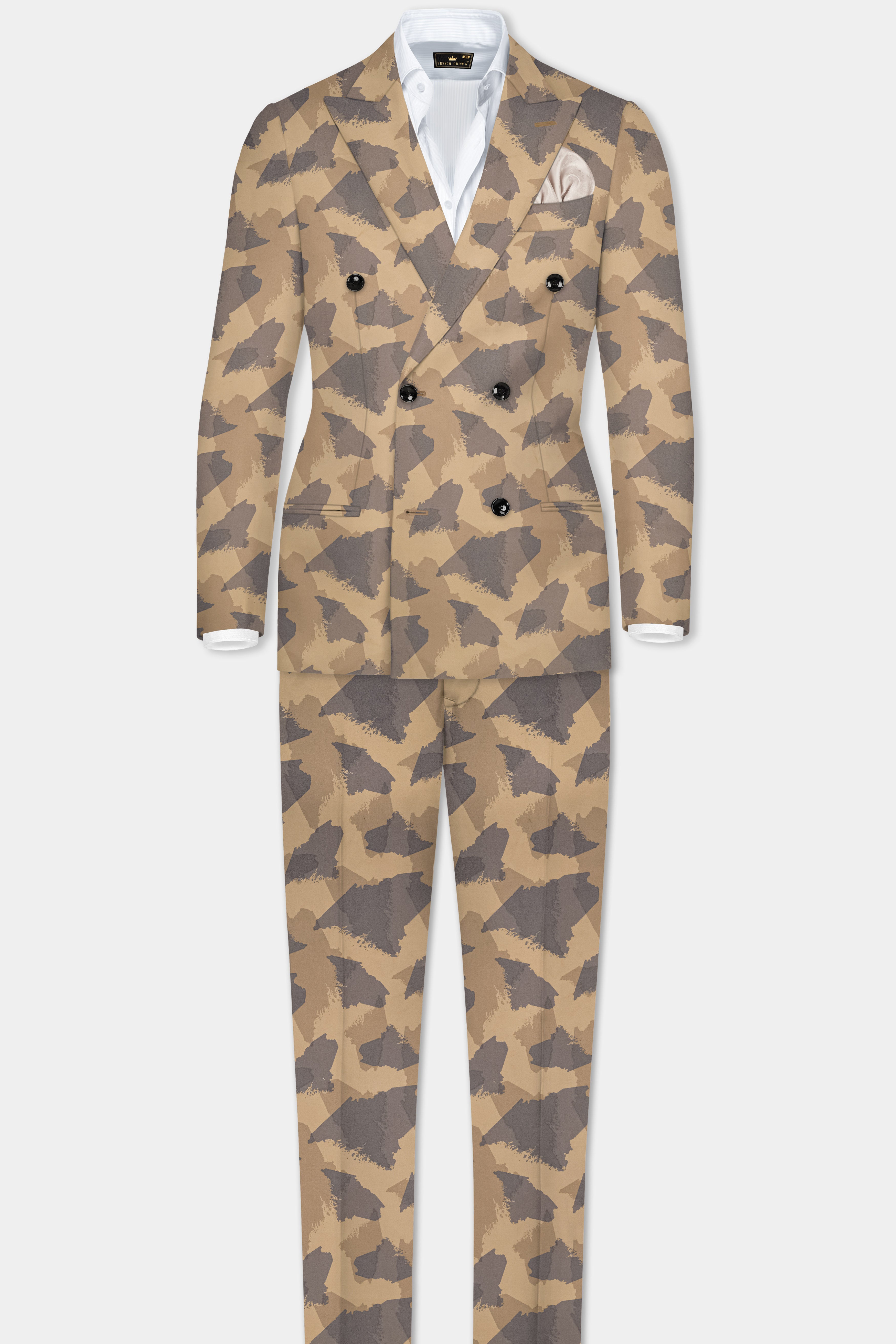 Mongoose Cream And Scorpion Brown Camouflage Printed Cotton Pant