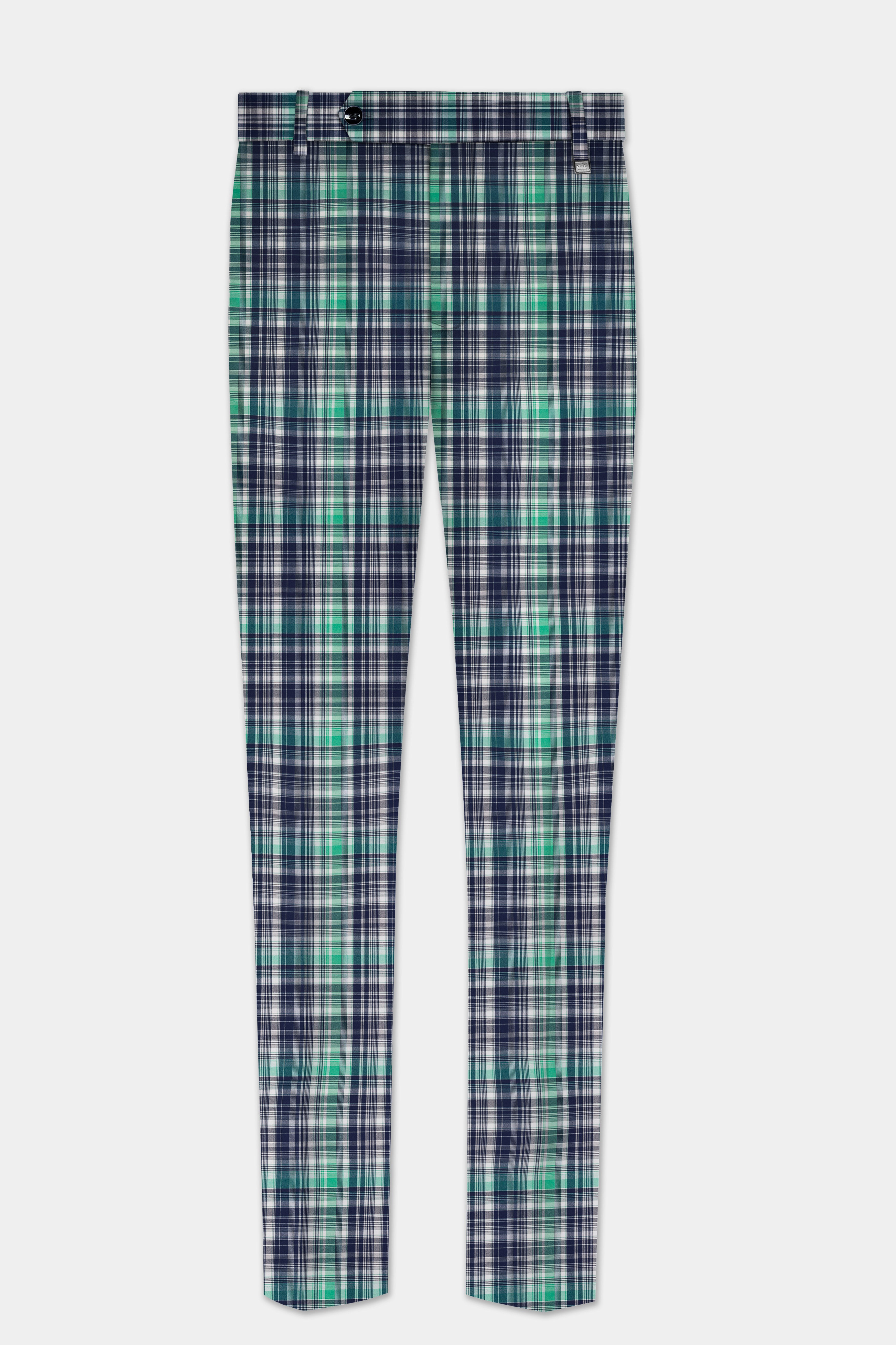 Lochinvar Green And Royal Blue Printed Cotton Pant