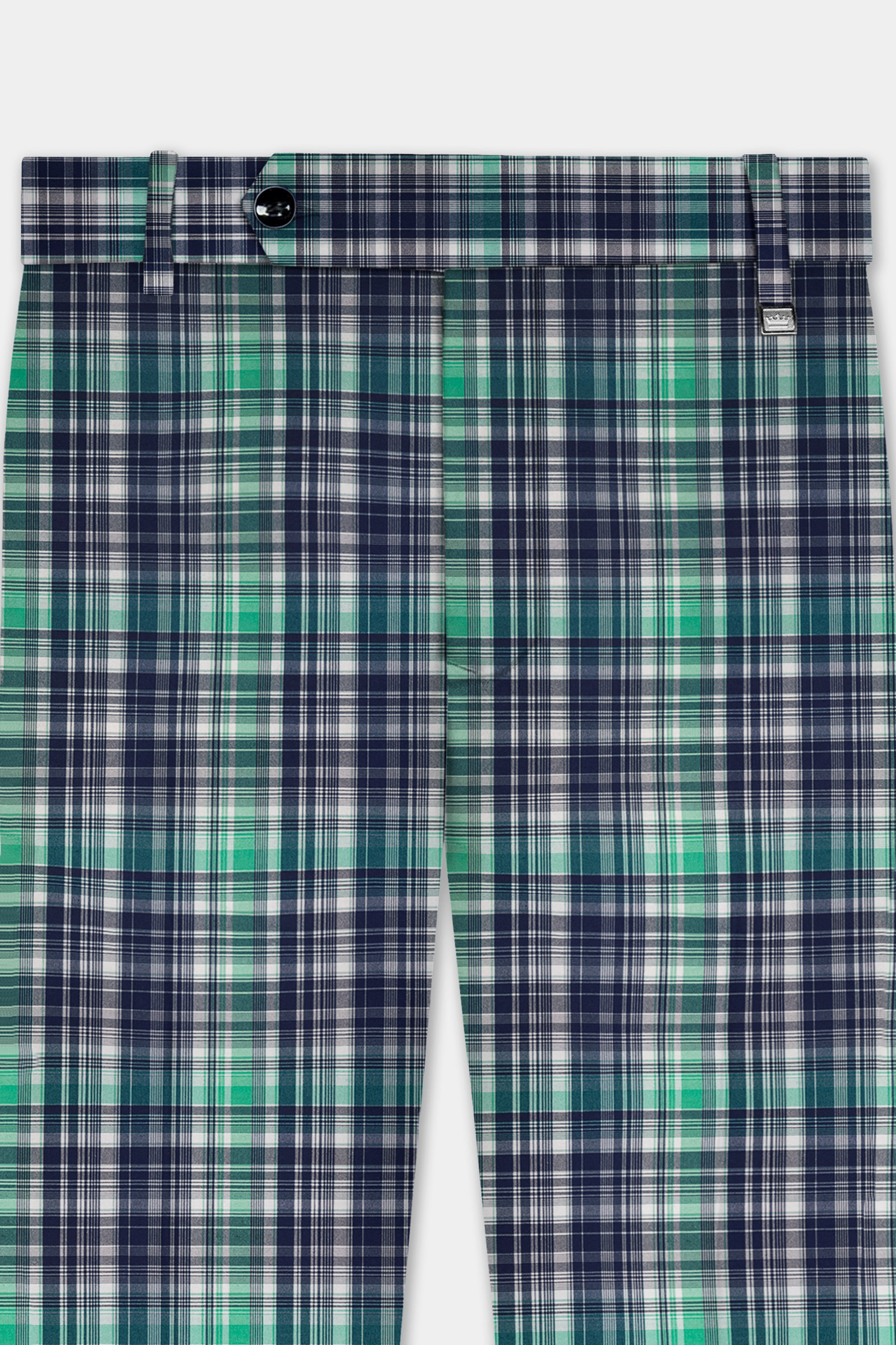 Lochinvar Green And Royal Blue Printed Cotton Pant