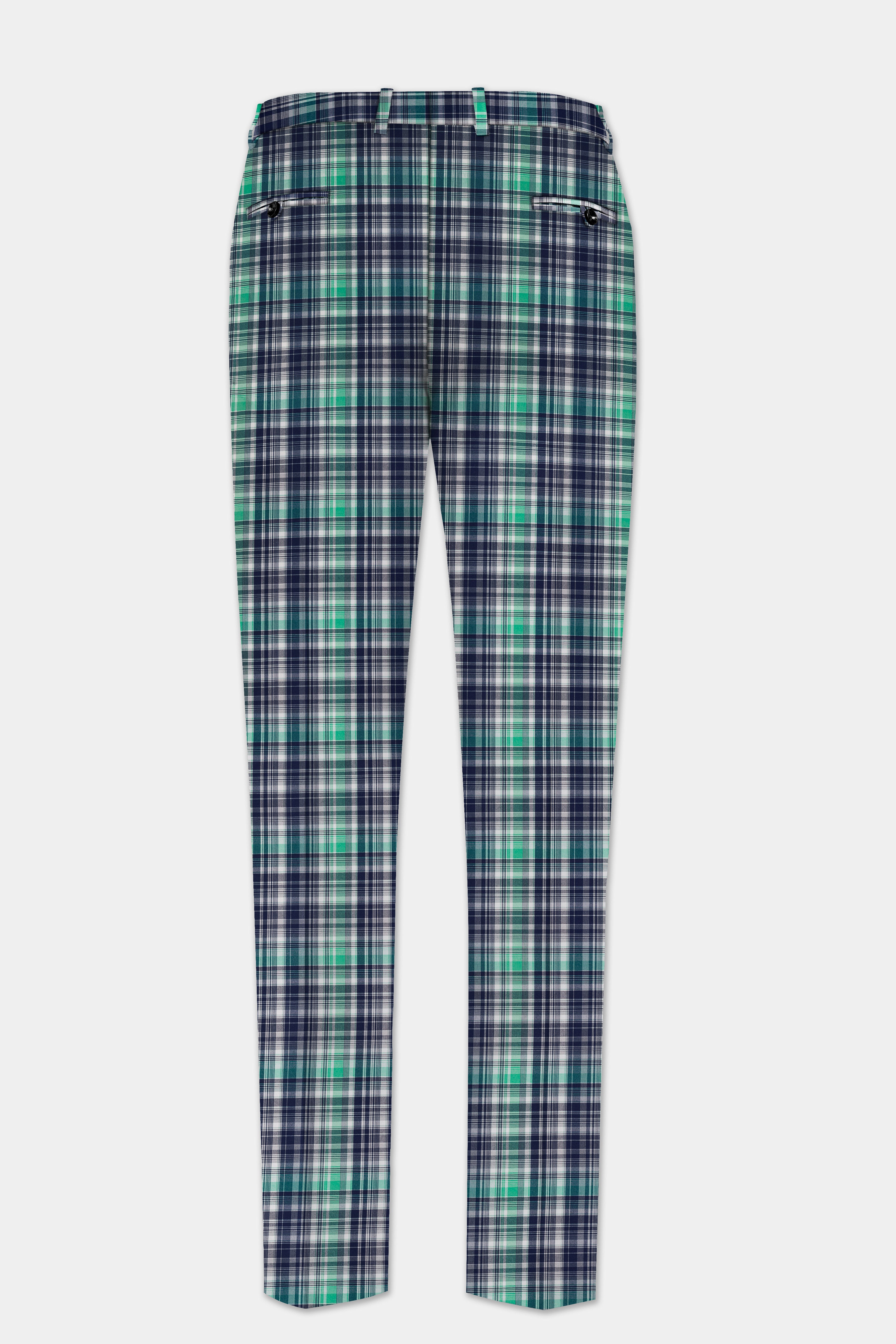 Lochinvar Green And Royal Blue Printed Cotton Pant