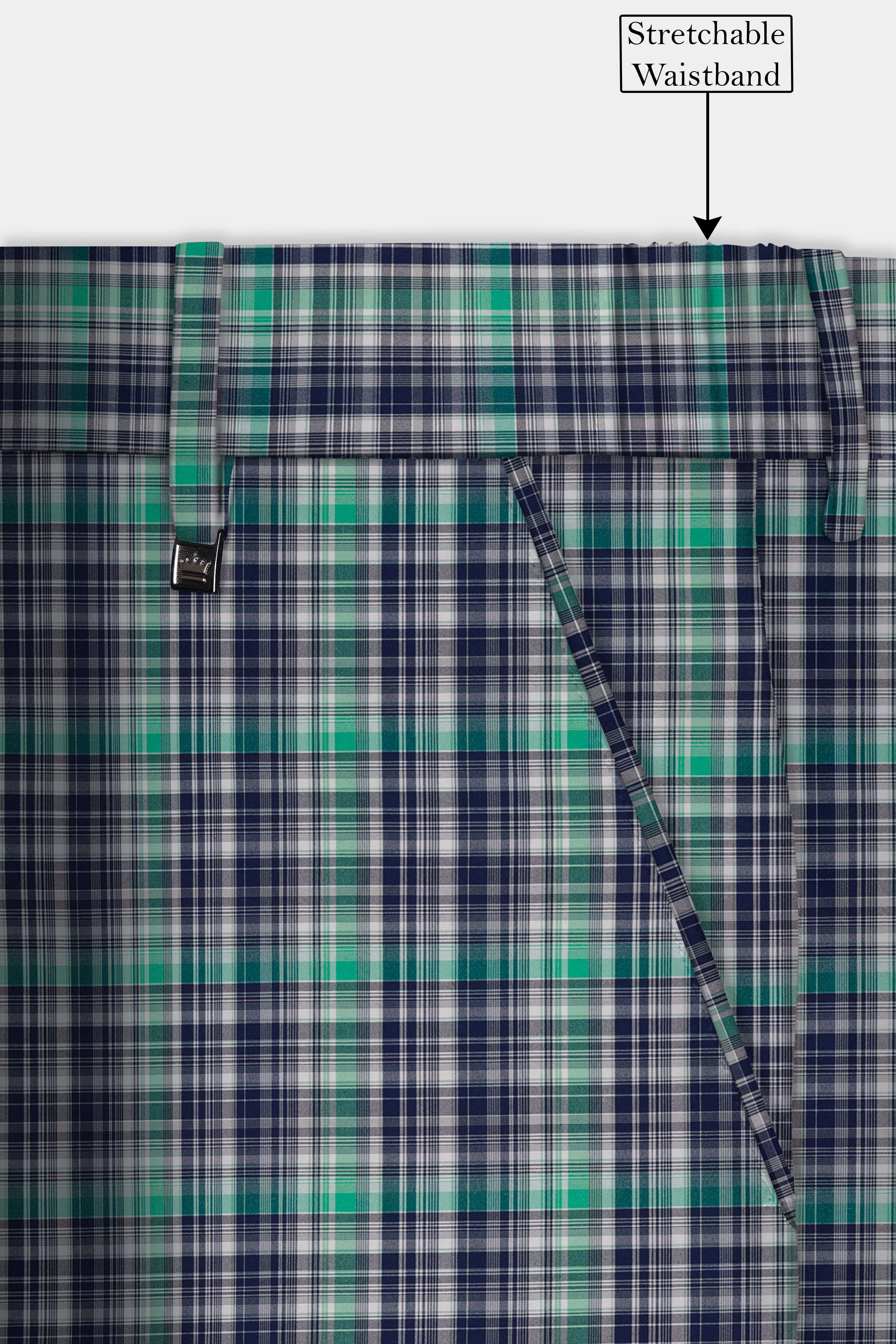 Lochinvar Green And Royal Blue Printed Cotton Pant