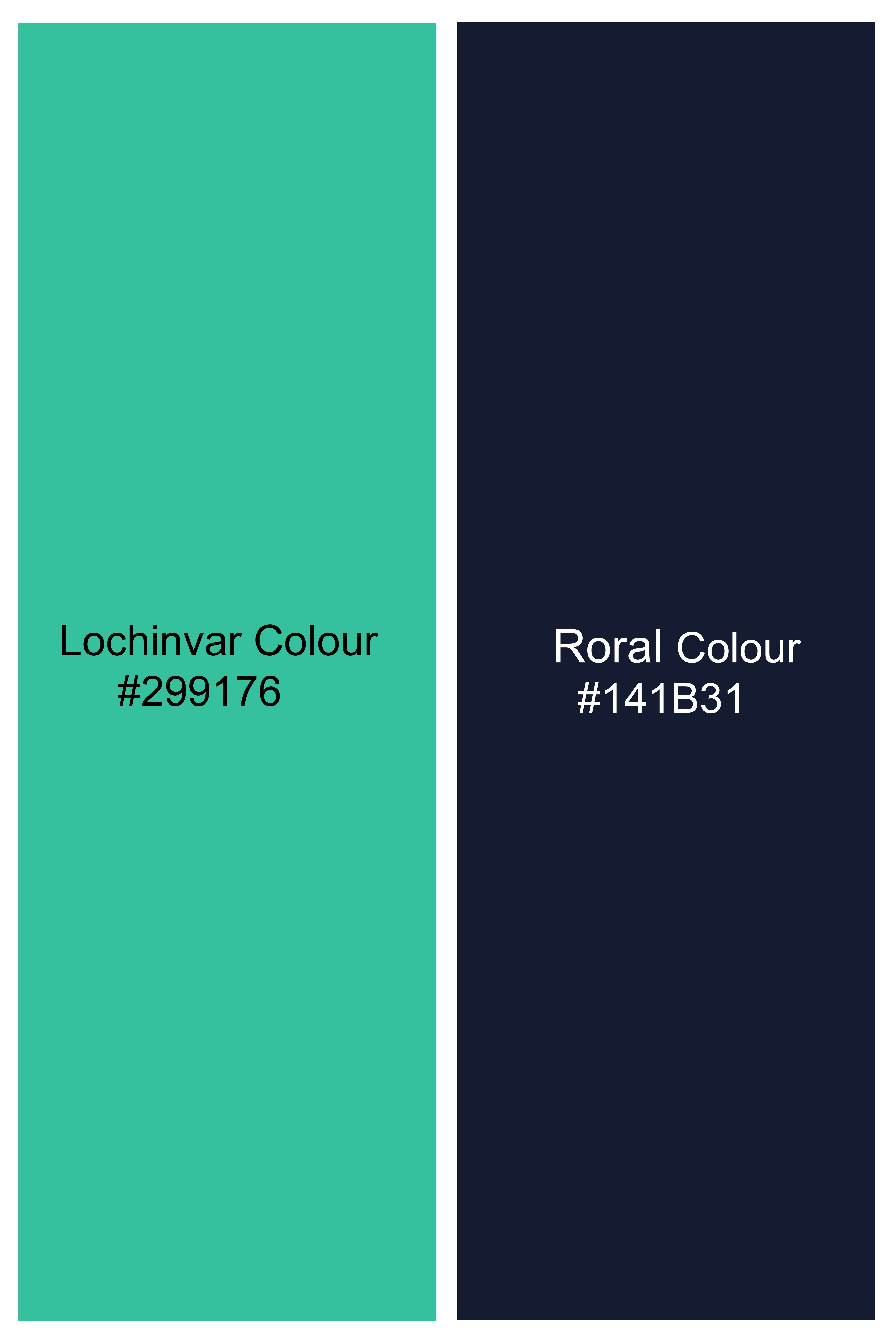 Lochinvar Green And Royal Blue Printed Cotton Pant