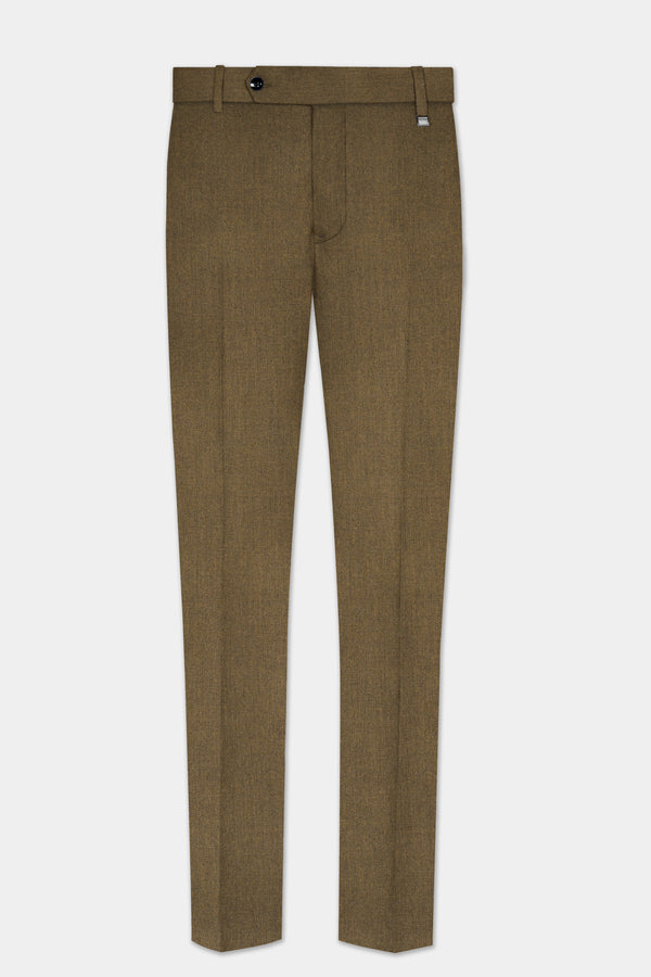 Bronze herringbone Plaid Tweed Stretchable Waistband Pant