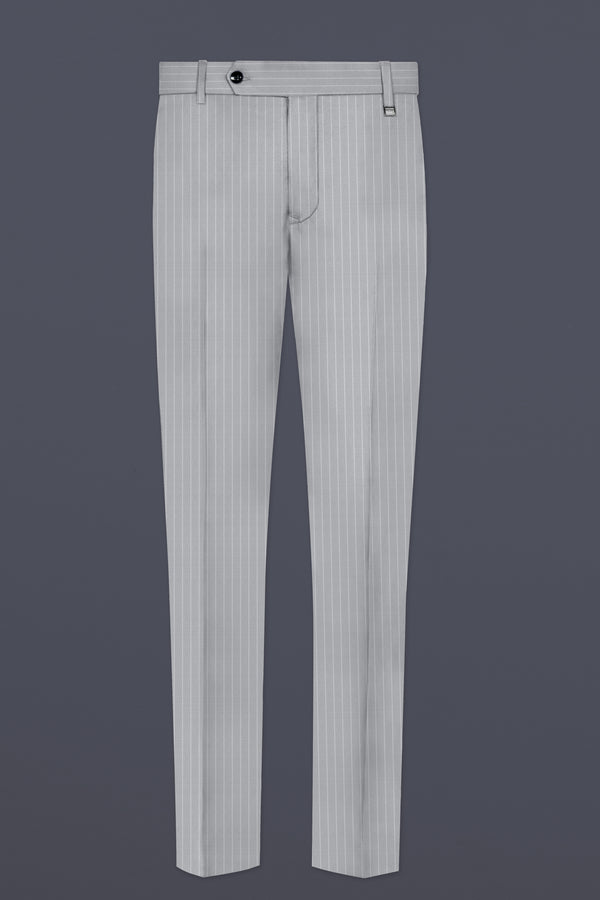 Mercury Gray Stripes Wool Rich Stretchable Waistband Pant