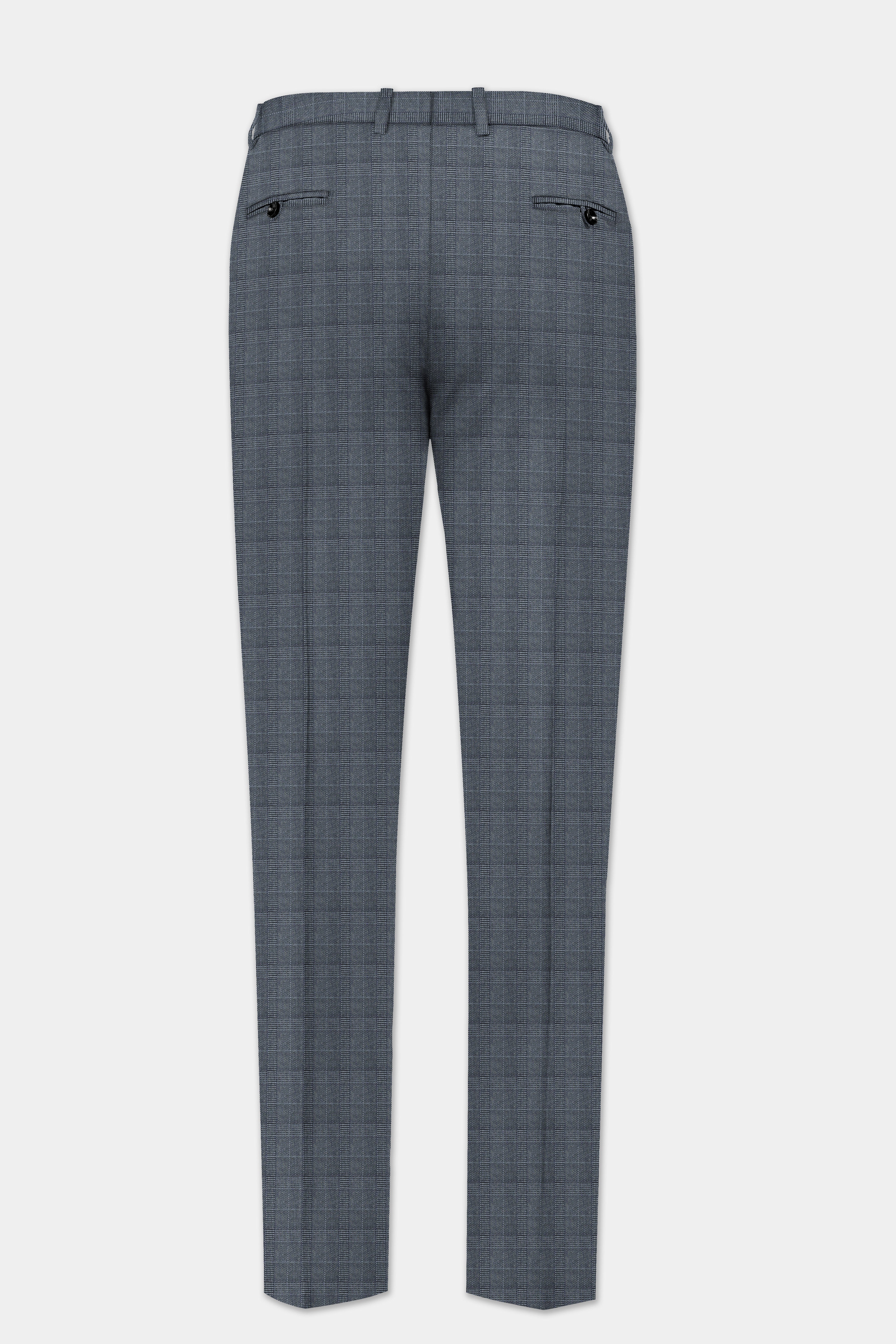 Trout Gray Windowpane Wool Rich Stretchable Waistband Pant