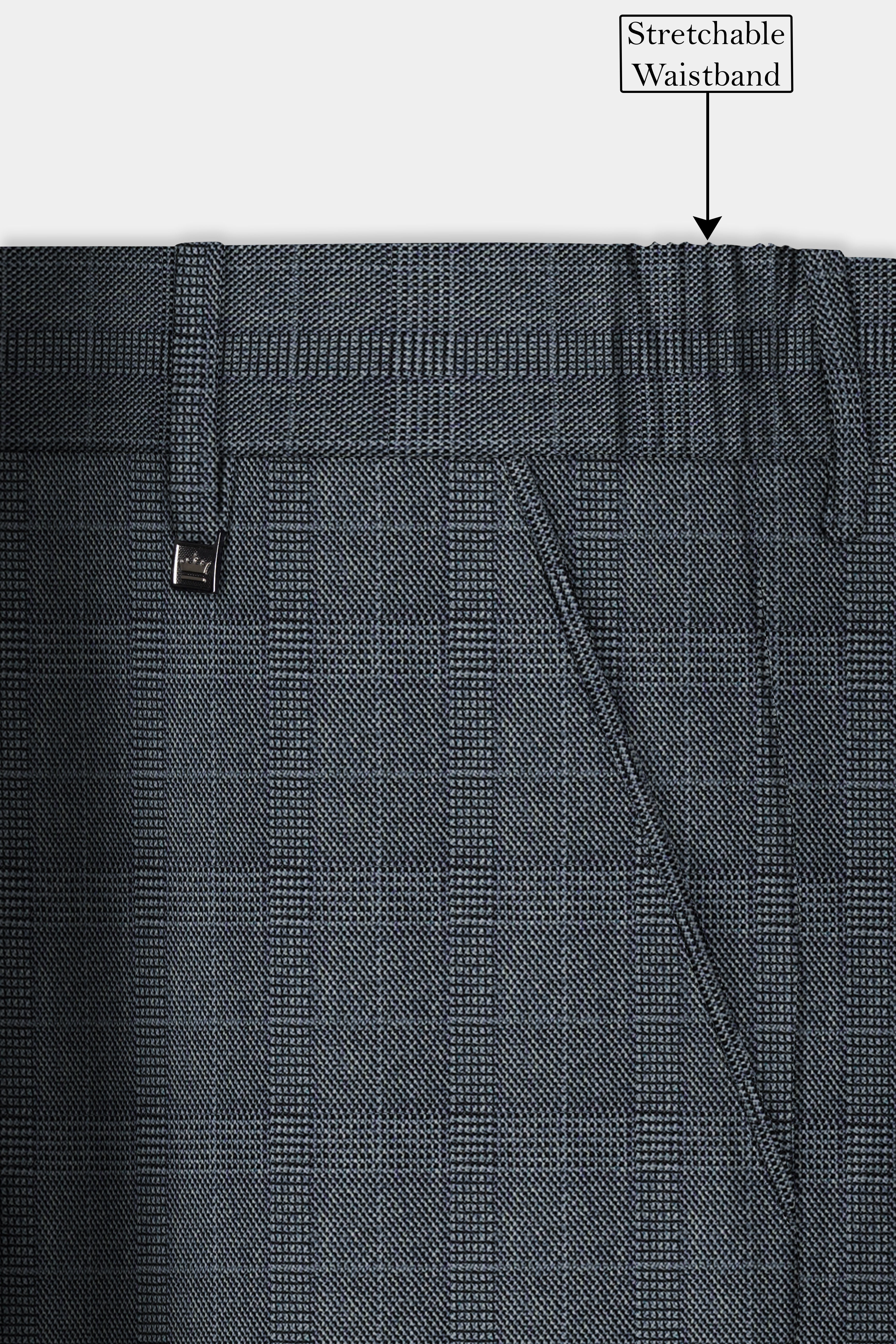 Trout Gray Windowpane Wool Rich Stretchable Waistband Pant