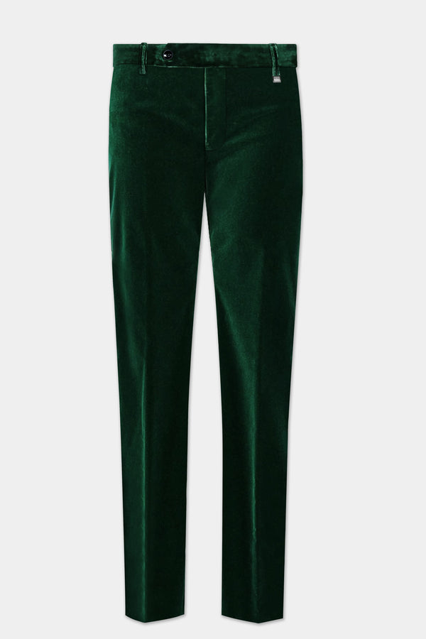 Verdant Majesty-English Holly Green Velvet Pant