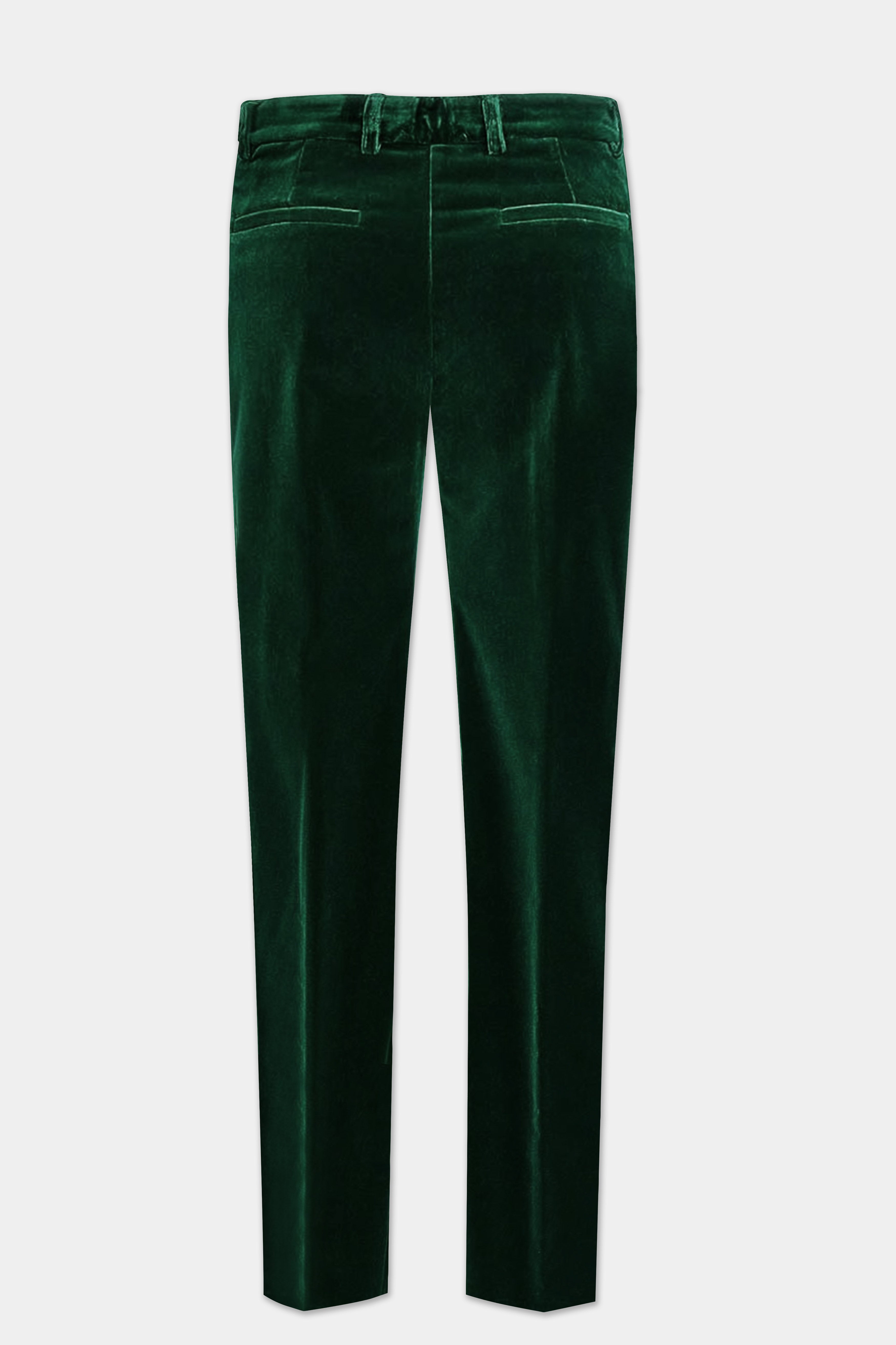 Verdant Majesty-English Holly Green Velvet Pant