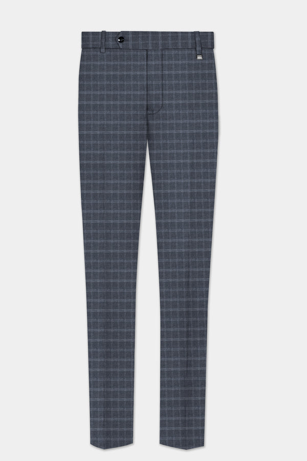 GrayLuxe-Charade Plaid Wool Rich Stretchable Waistband Pant