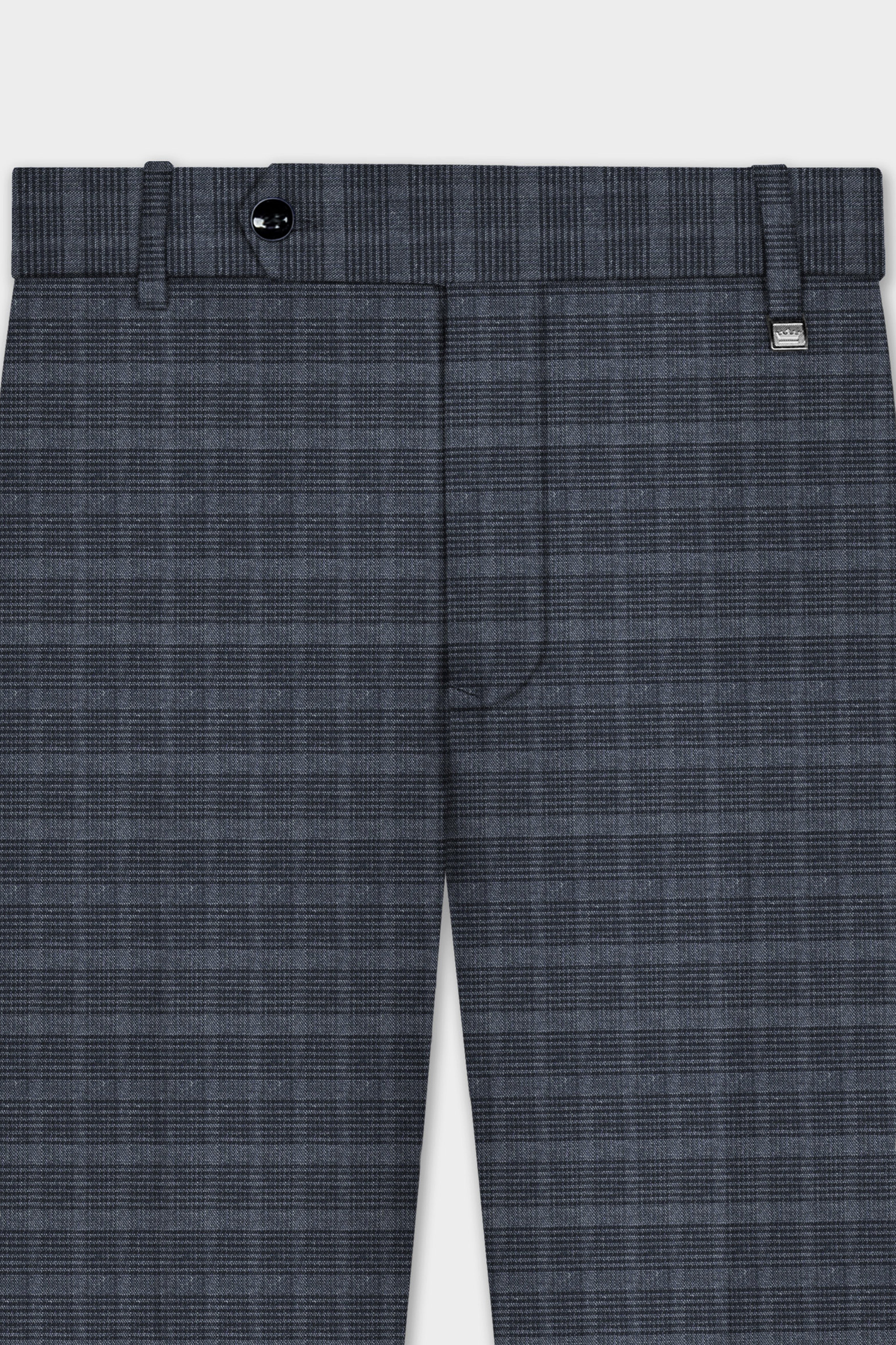 GrayLuxe-Charade Plaid Wool Rich Stretchable Waistband Pant