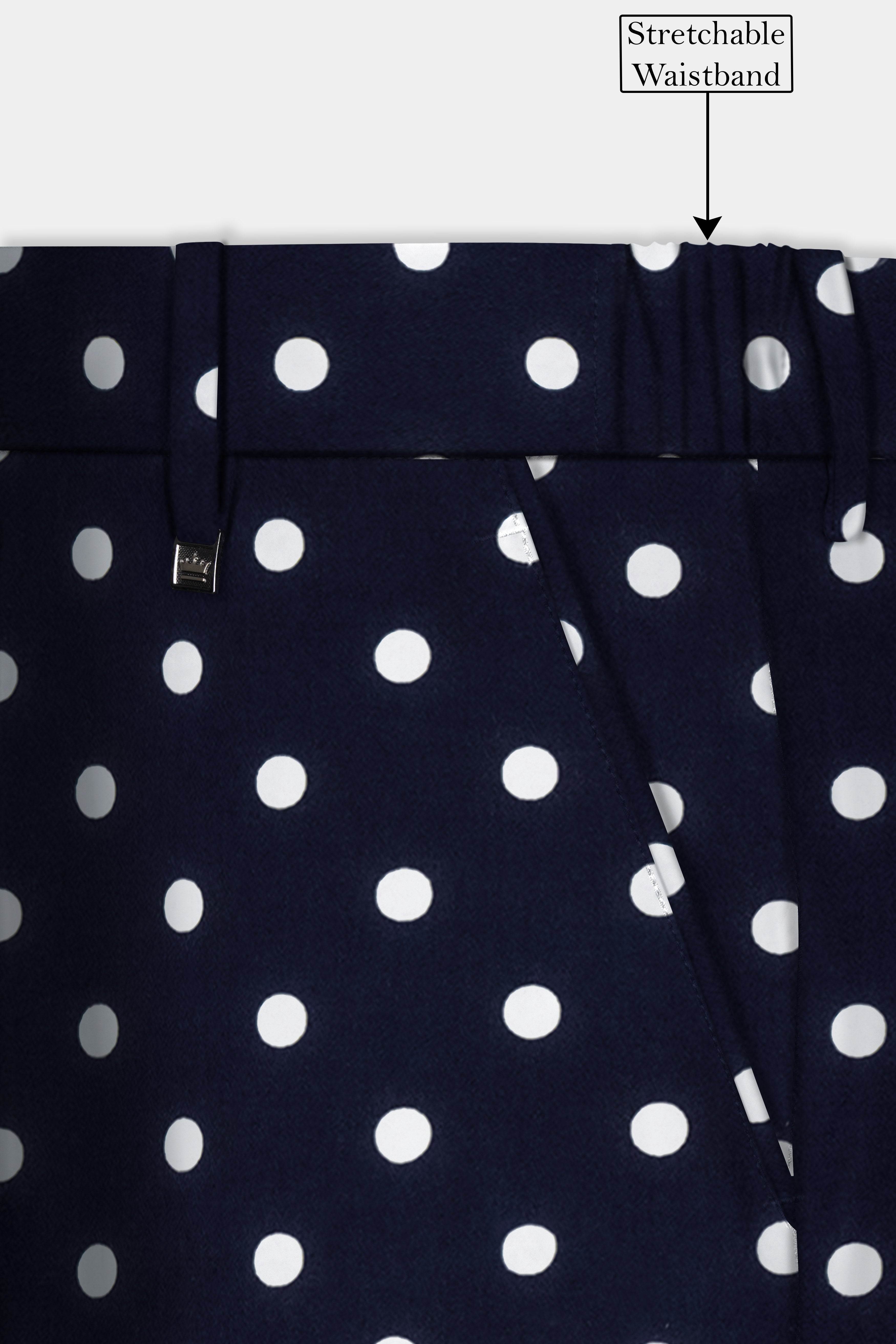 Nile Blue Polka Dotted Premium Cotton Stretchable Waistband Pant