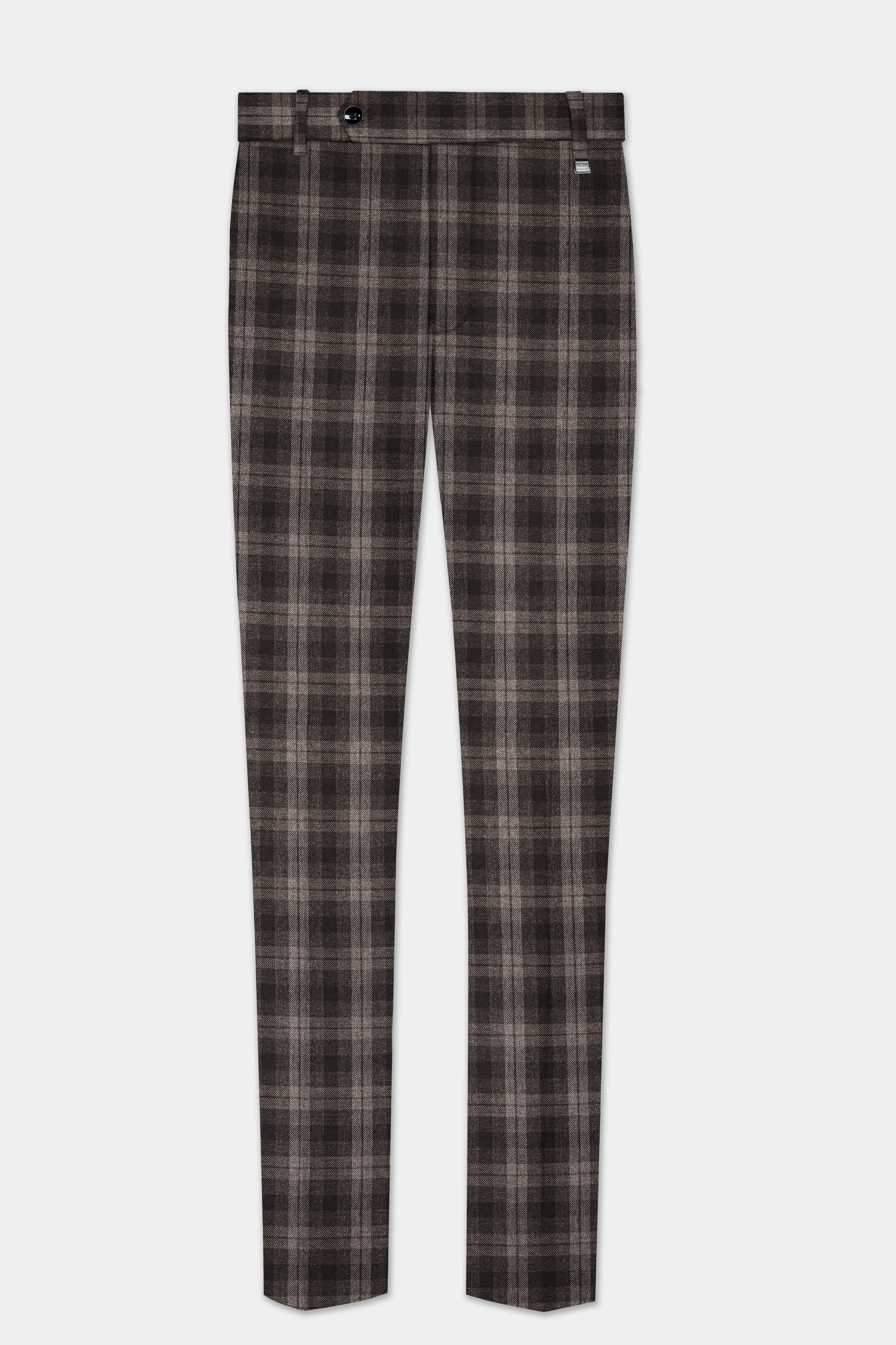 AutumnHaven-Umber Brown Plaid Tweed Stretchable Waistband Pant