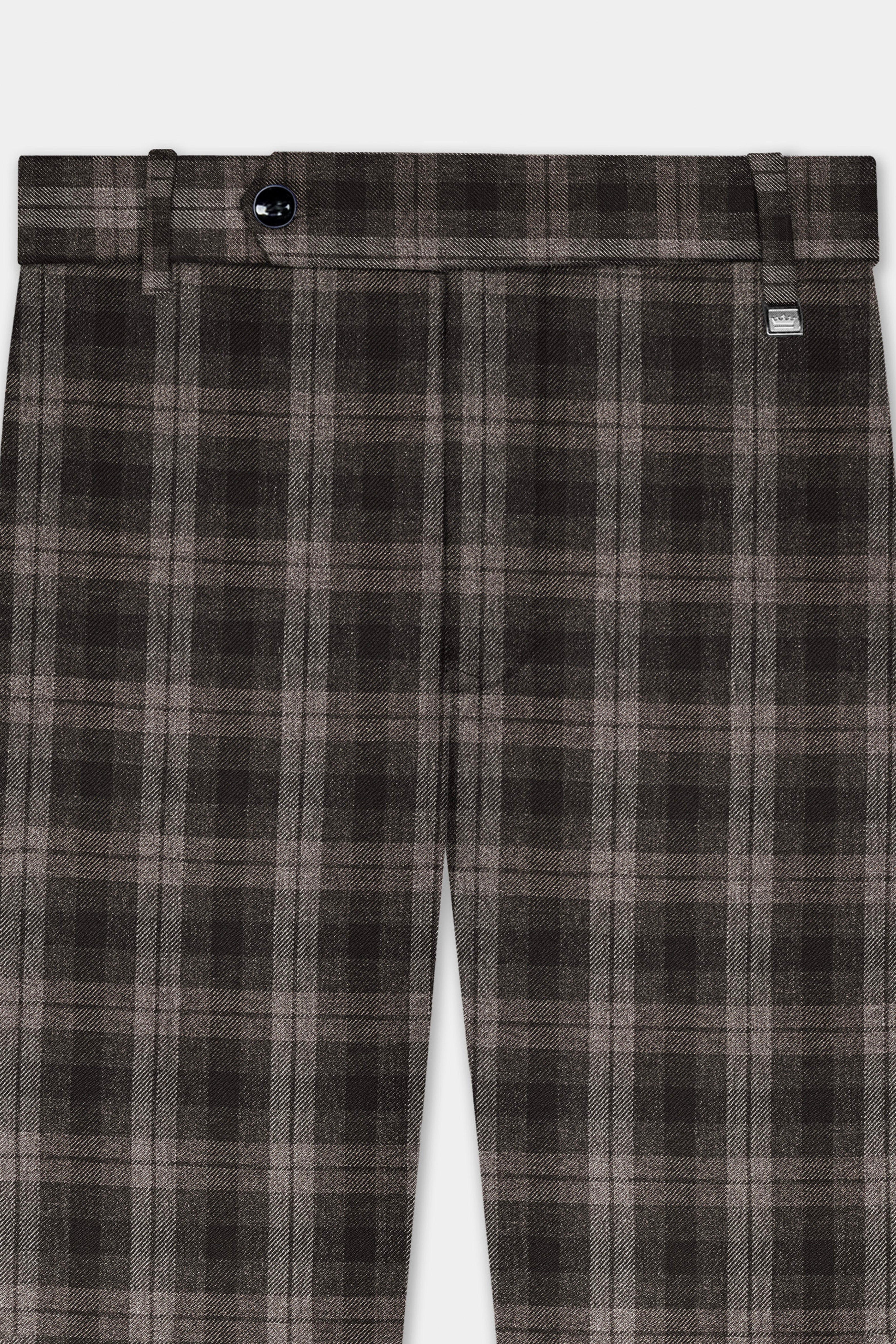 AutumnHaven-Umber Brown Plaid Tweed Stretchable Waistband Pant