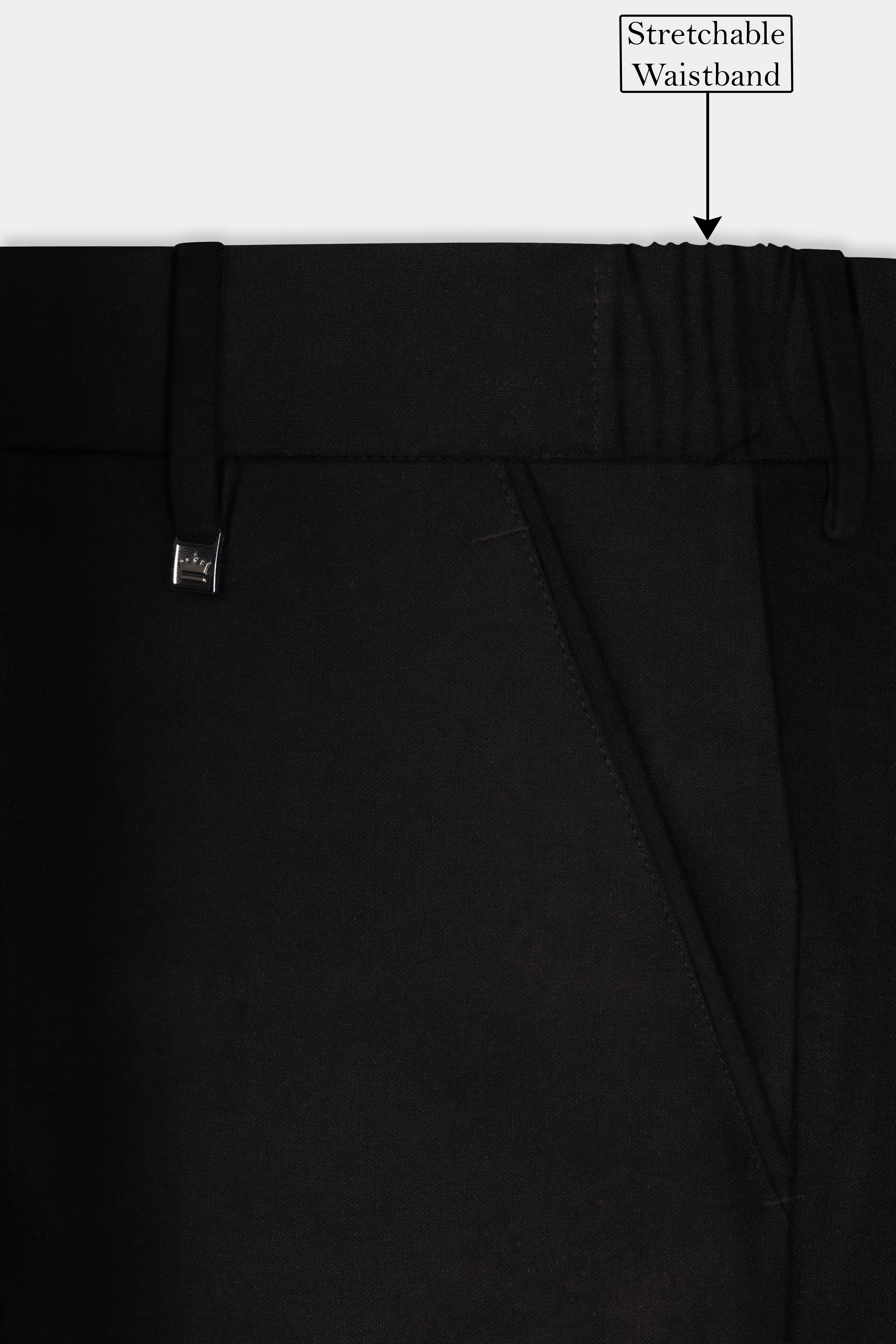 NoirFlex-Jade Black 4-Way Stretch Textured Stretchable Waistband Pant