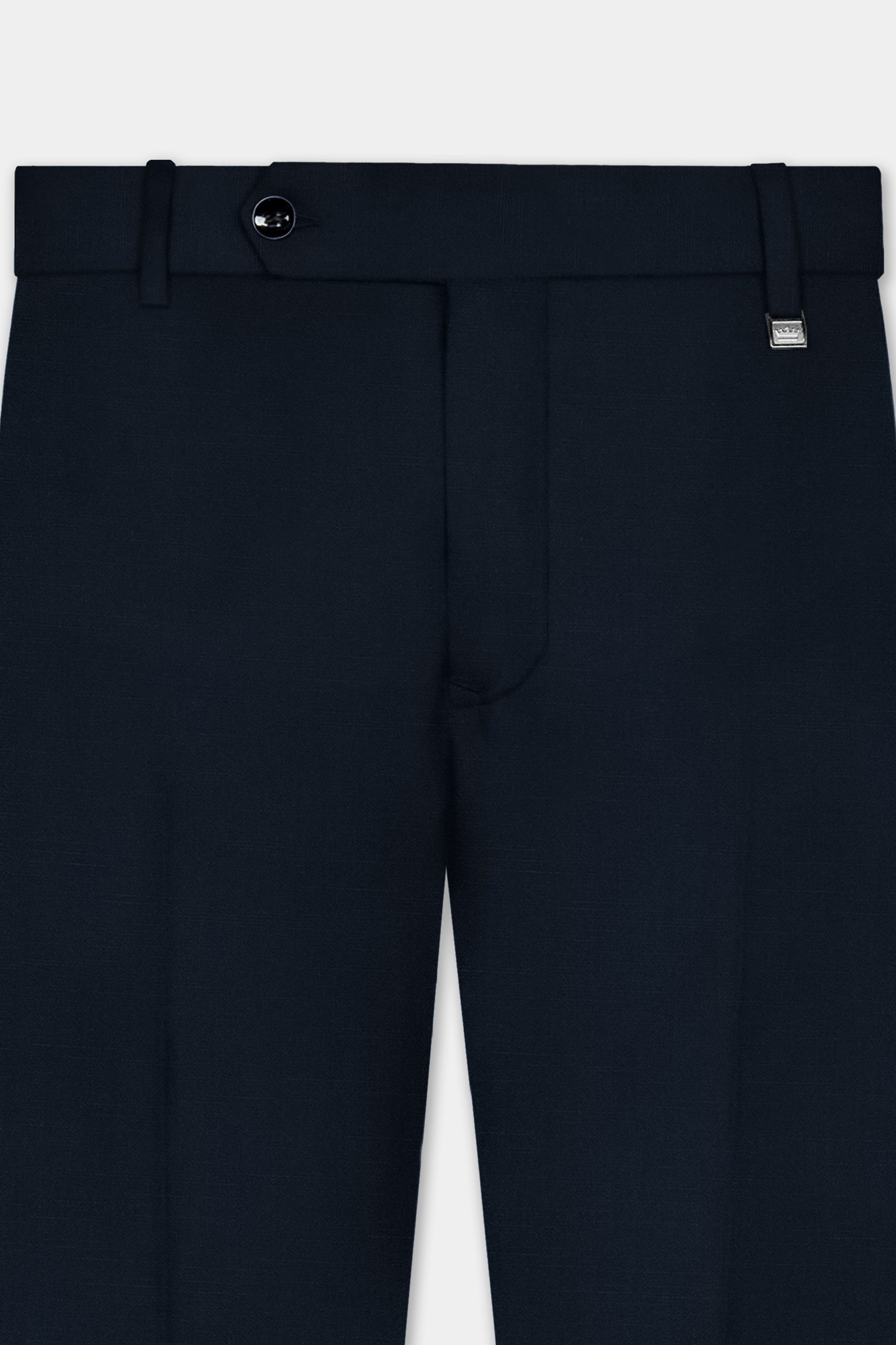 Sovereign-Vulcan Blue Solid Cotton Stretchable Waistband Pant