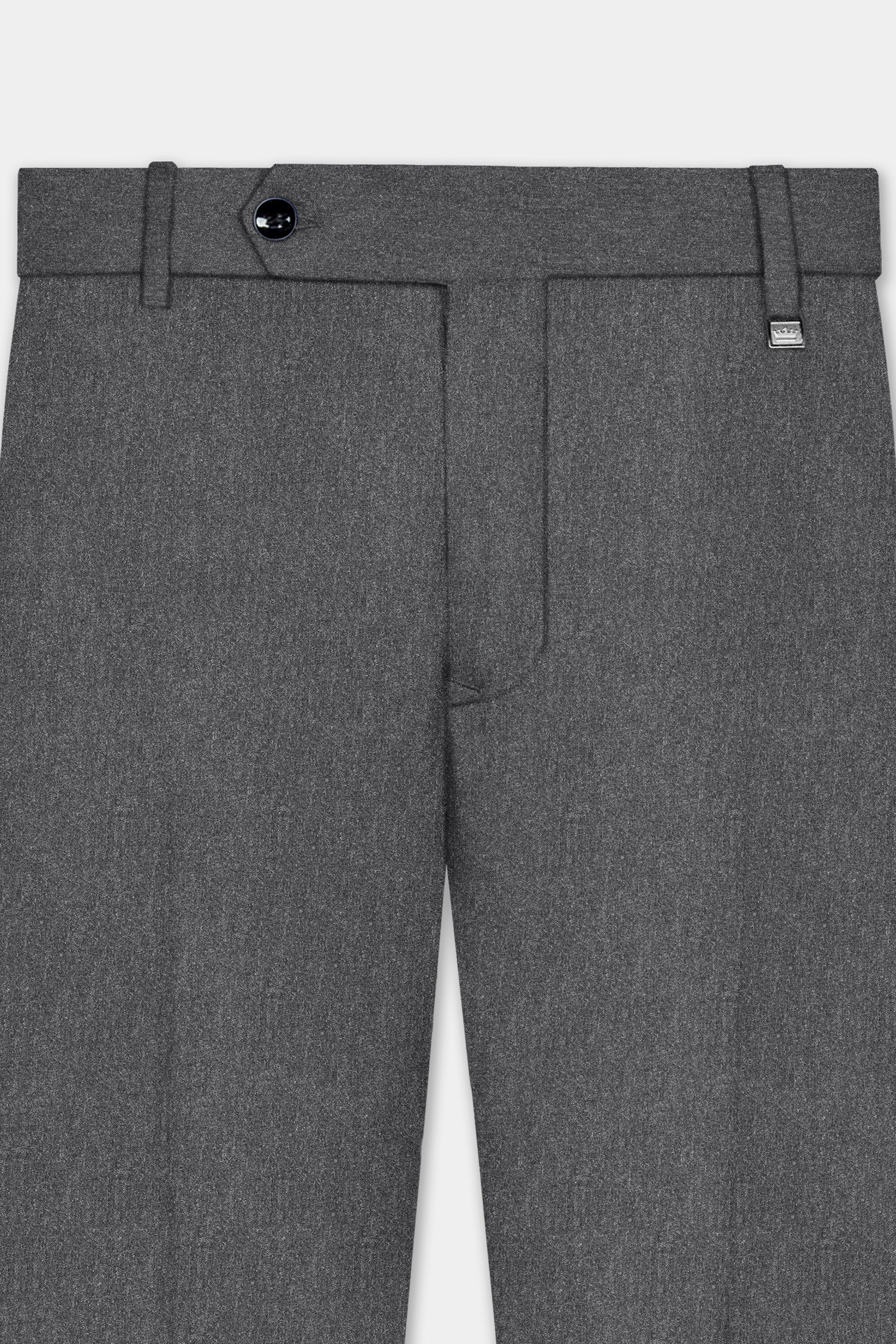 Granite-Gravel Gray Textured Cotton Stretchable Waistband Pant