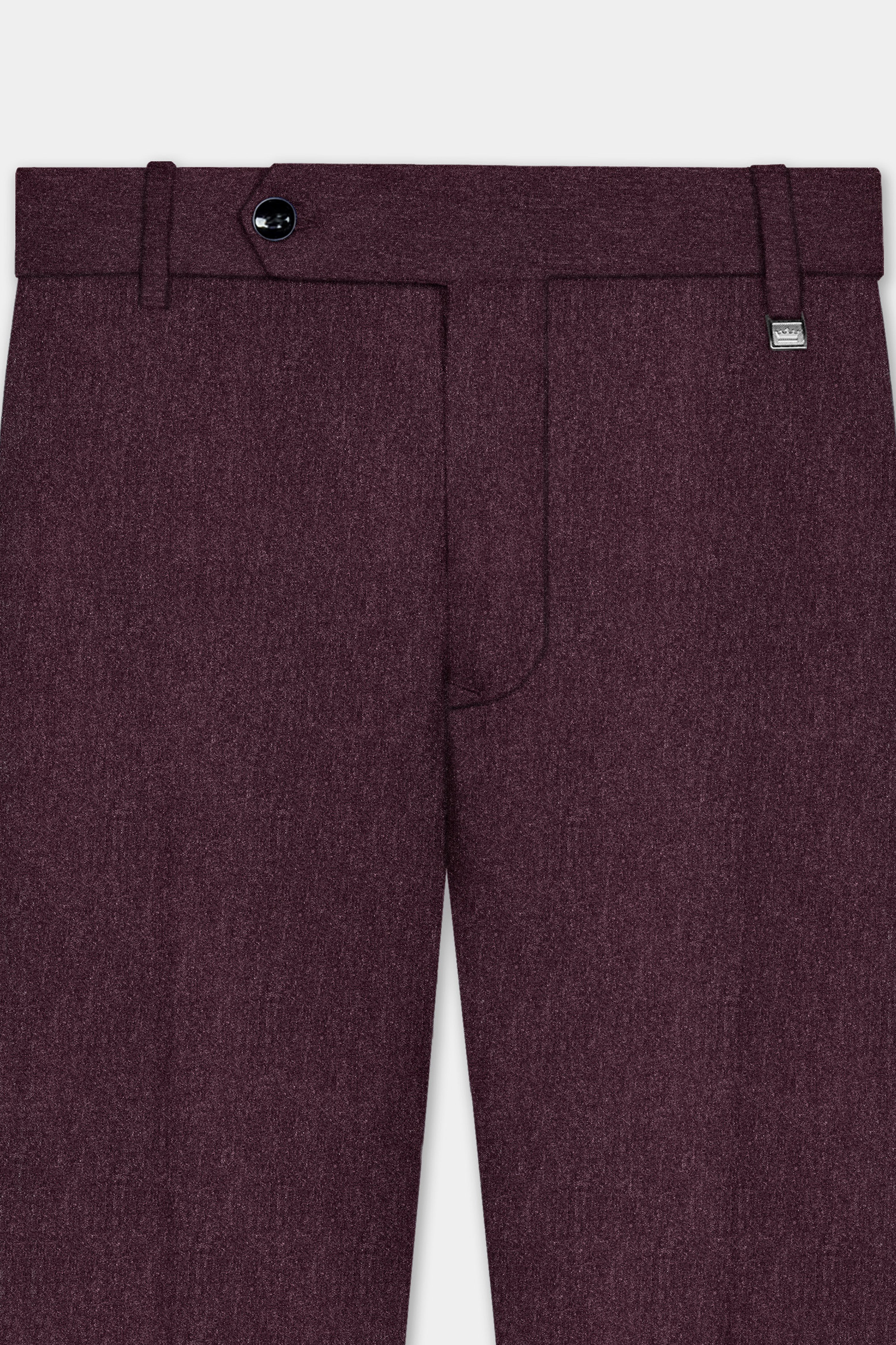 Crimson Dusk-Eclipse Maroon Textured Tweed Stretchable Waistband Pant