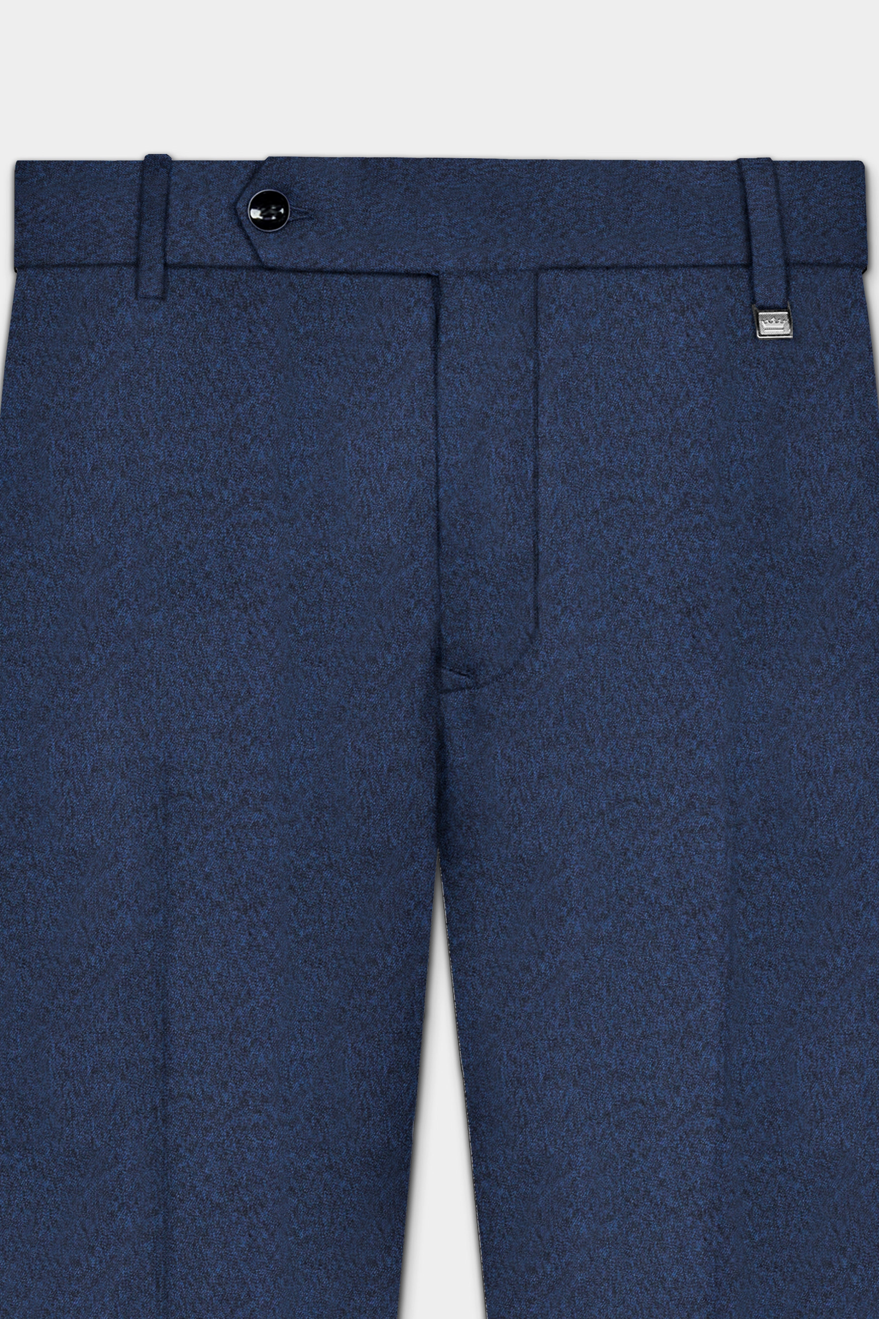 Nautical Crest-Martinique Blue Textured Cotton Stretchable Waistband Pant