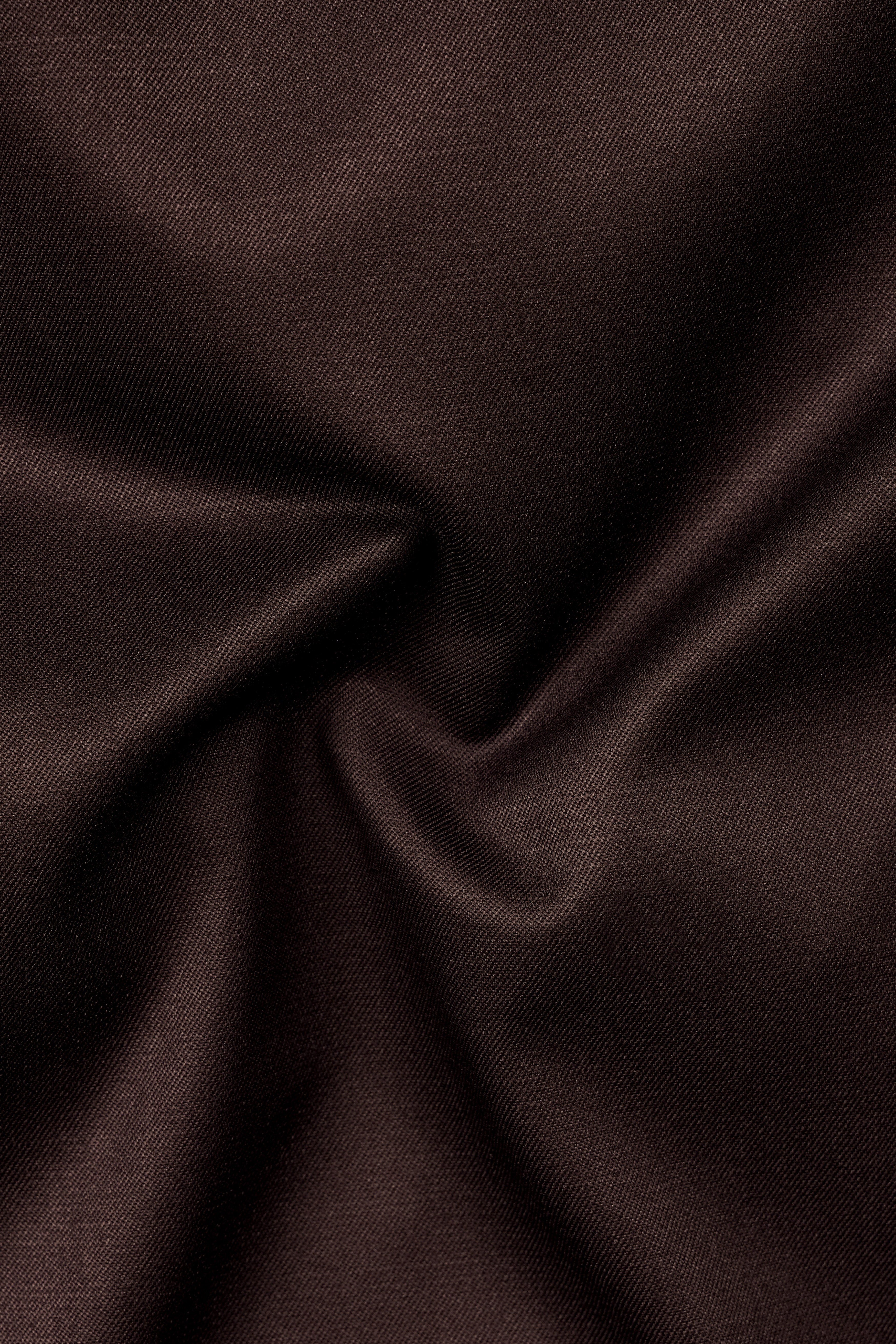 Espresso-Hickory Brown Solid Wool Rich Slight Stretch Waistband Pant