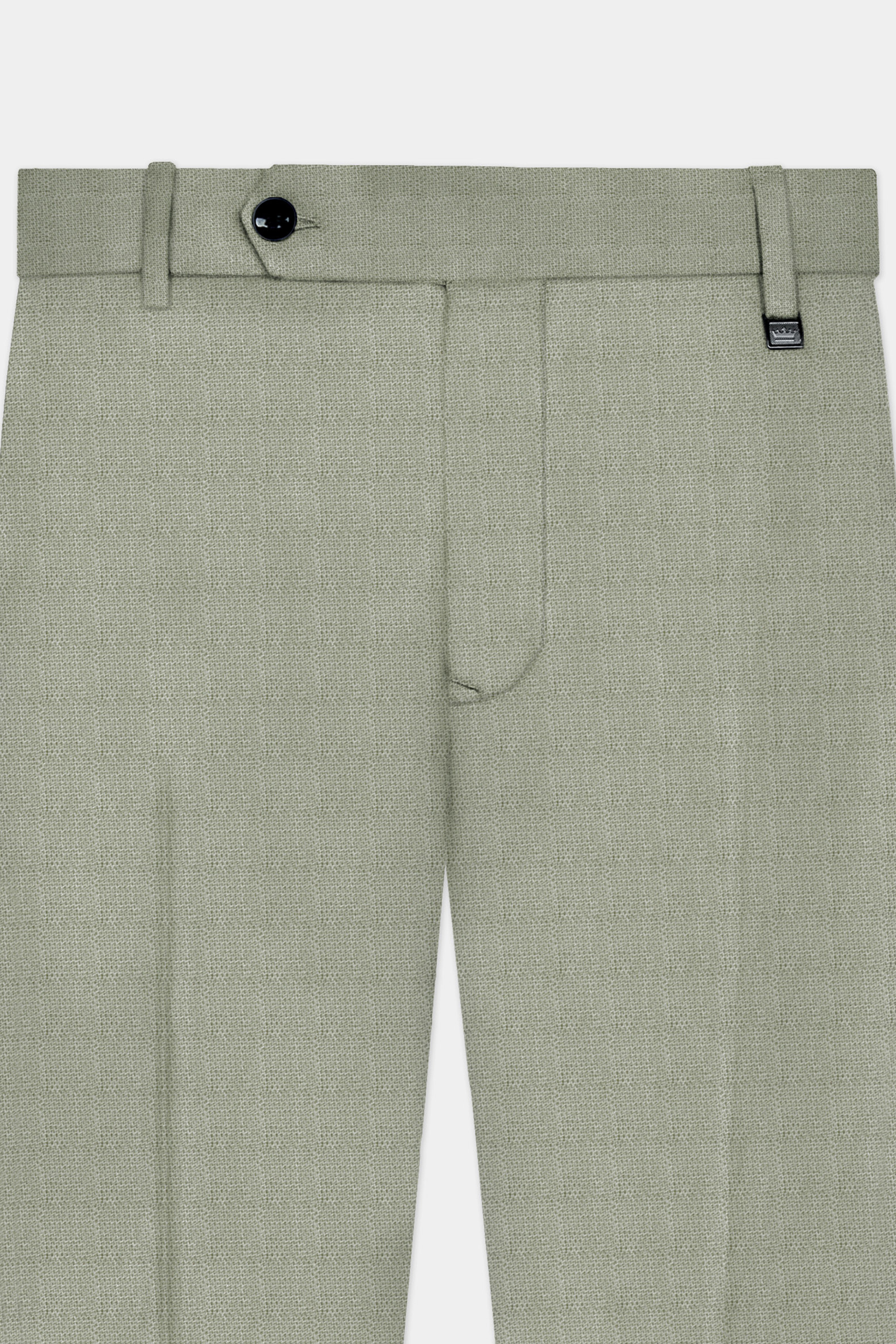 Minted Majesty-Beryl Green Solid Luxurious Linen Stretchable Waistband Pant