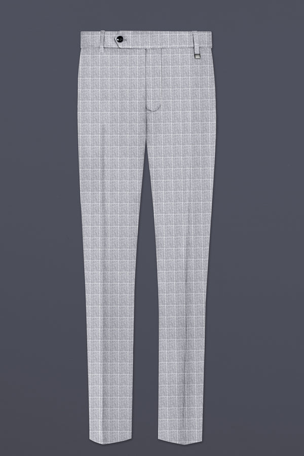 Heritage-Nobel Gray Plaid Wool Rich Stretchable Waistband Pant