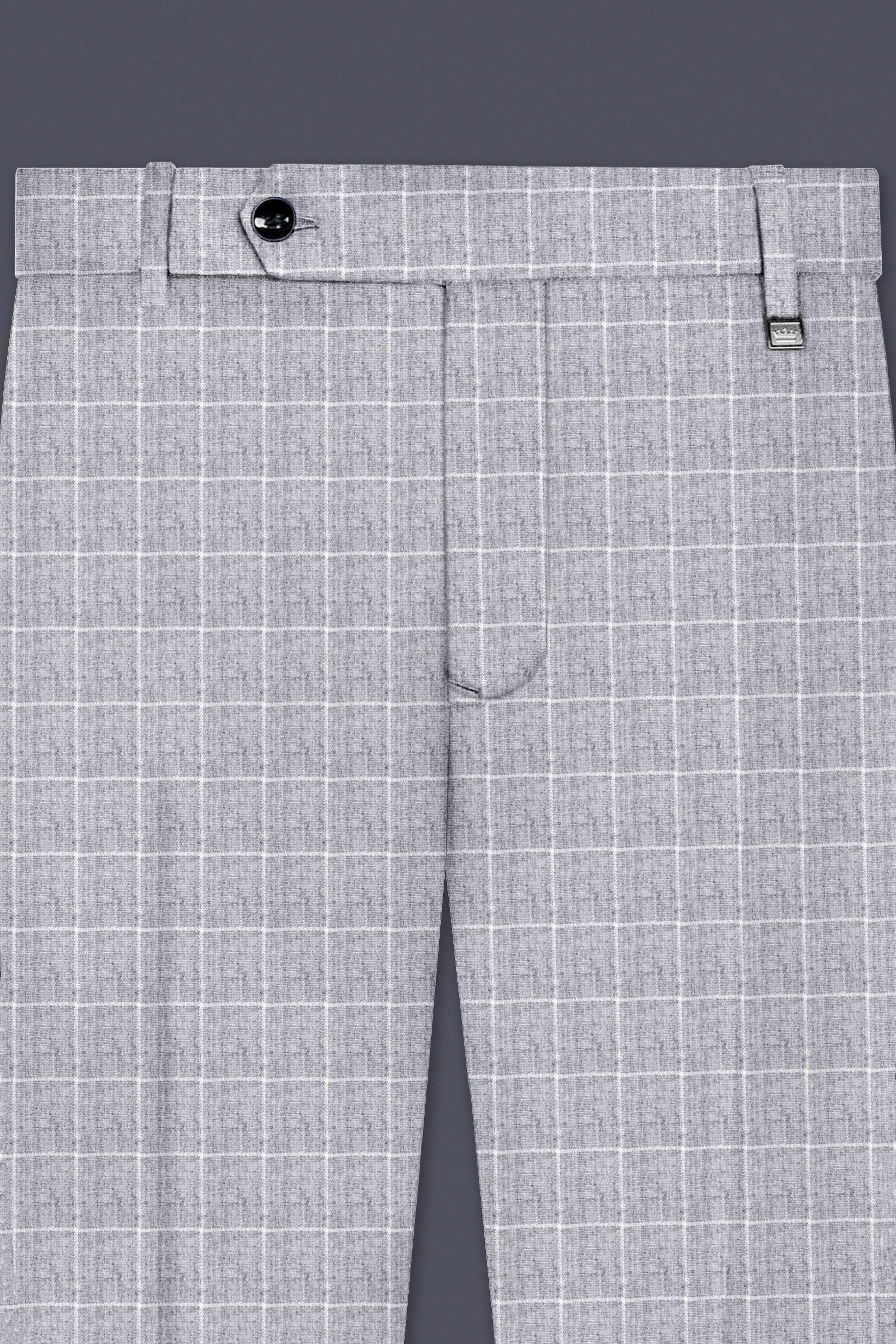 Heritage-Nobel Gray Plaid Wool Rich Stretchable Waistband Pant