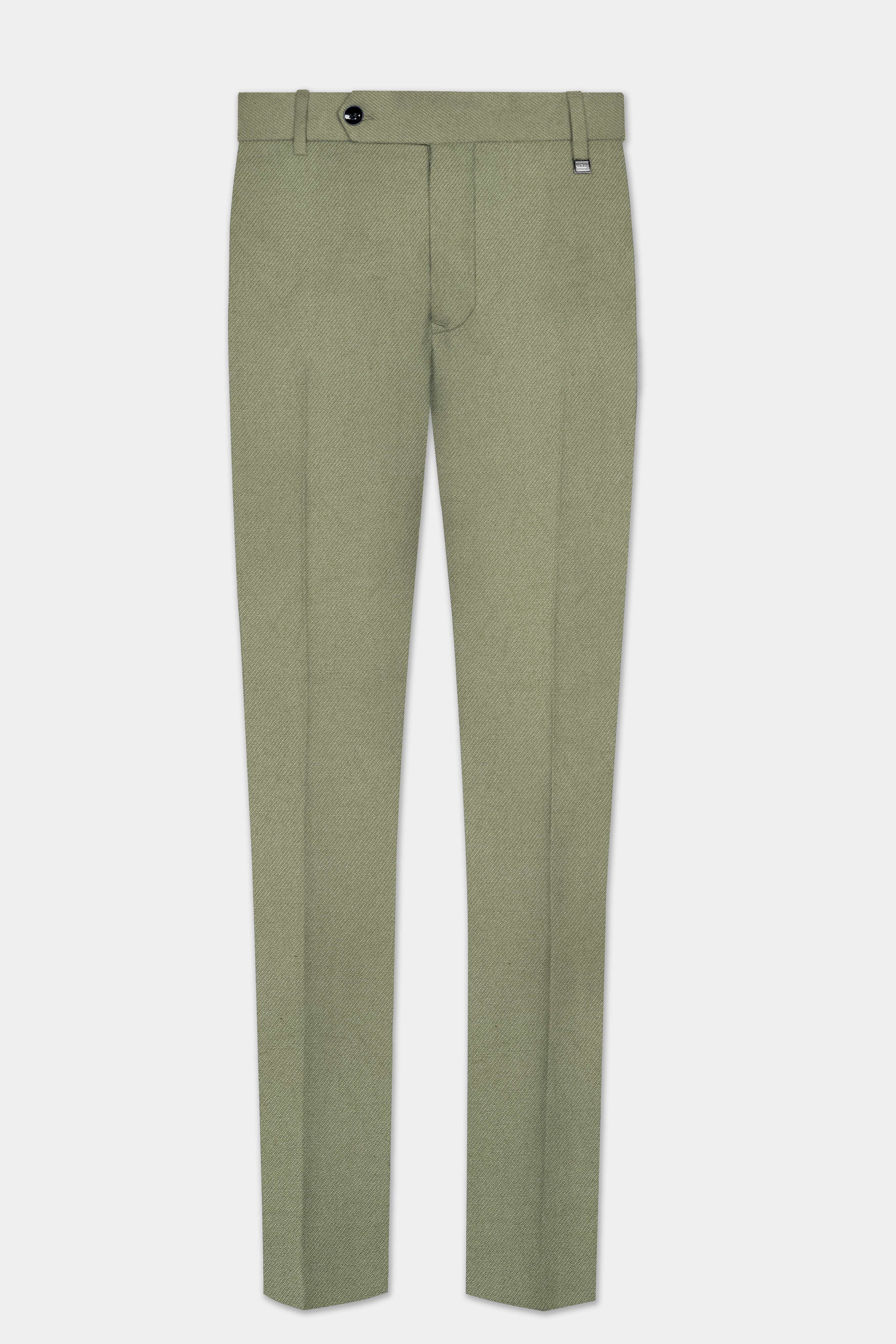 Georgette-Limed Ash Green Solid Cotton Stretchable Waistband Pant