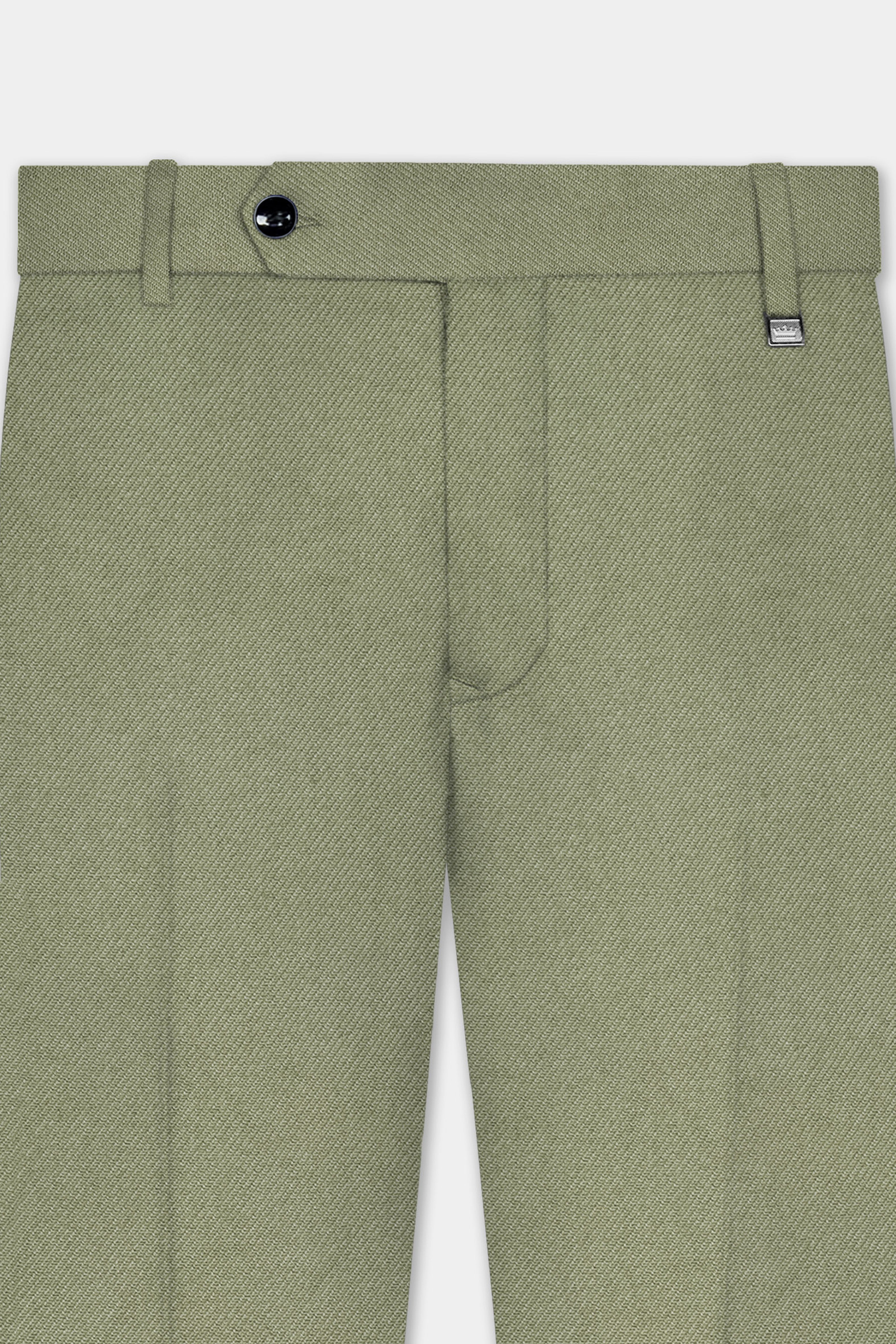 Georgette-Limed Ash Green Solid Cotton Stretchable Waistband Pant