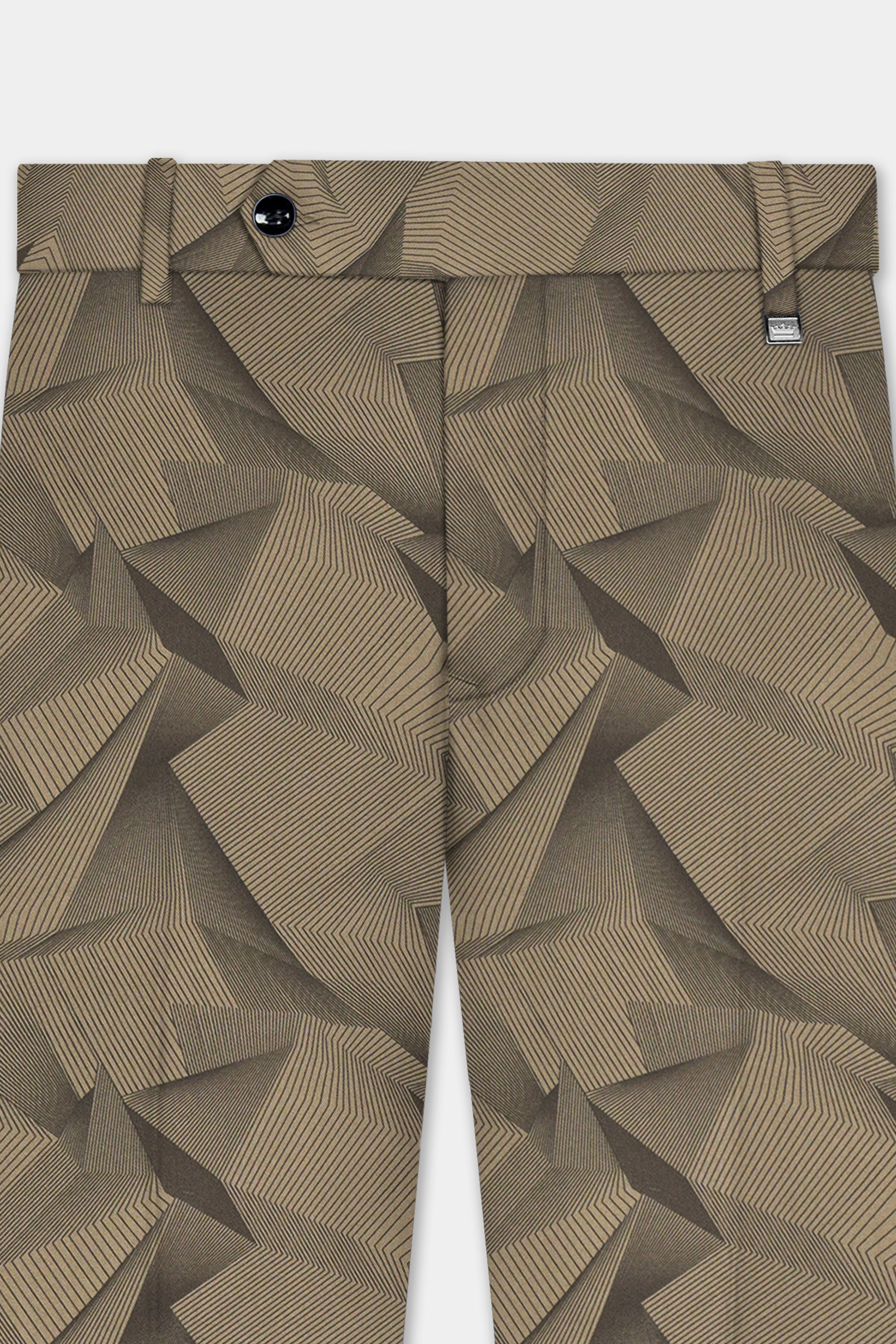 DuneShade-Sand Dune Brown Half 3D Prints Cotton Stretchable Waistband Pant