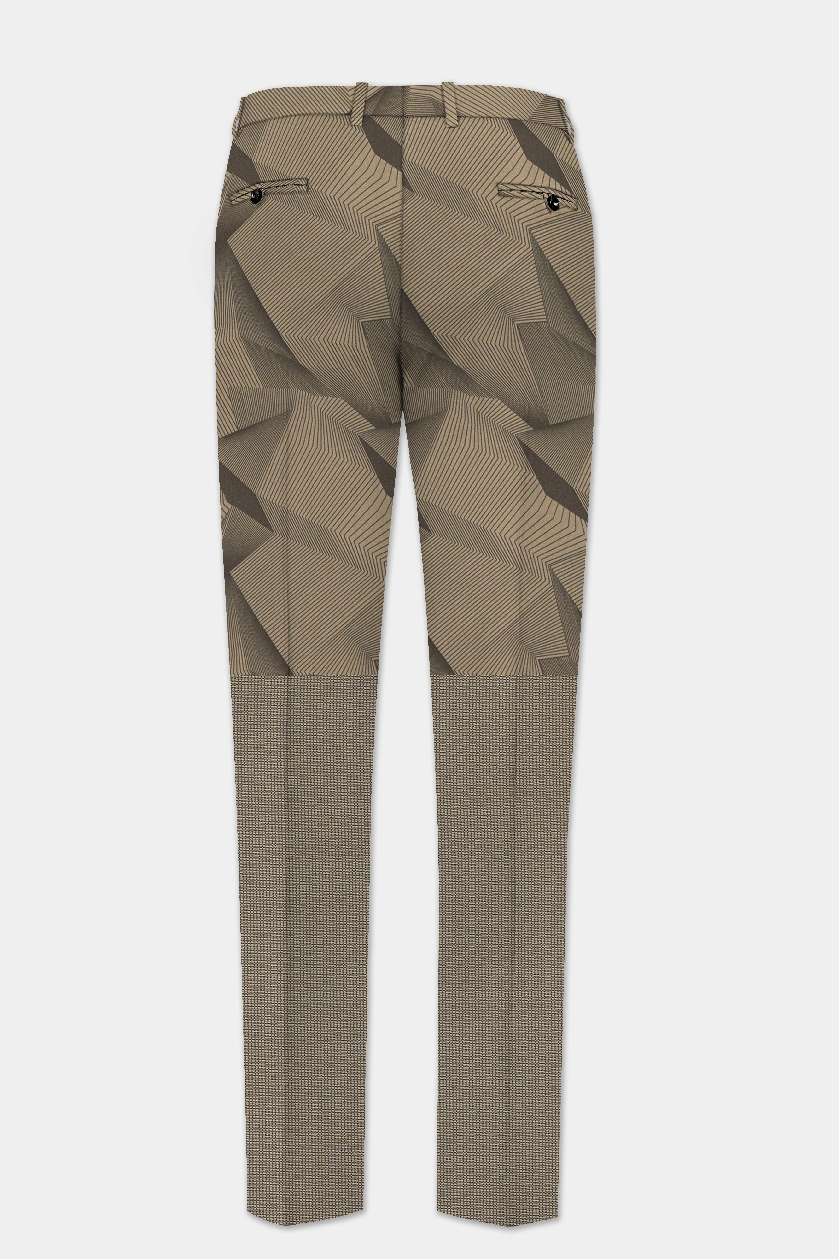 DuneShade-Sand Dune Brown Half 3D Prints Cotton Stretchable Waistband Pant