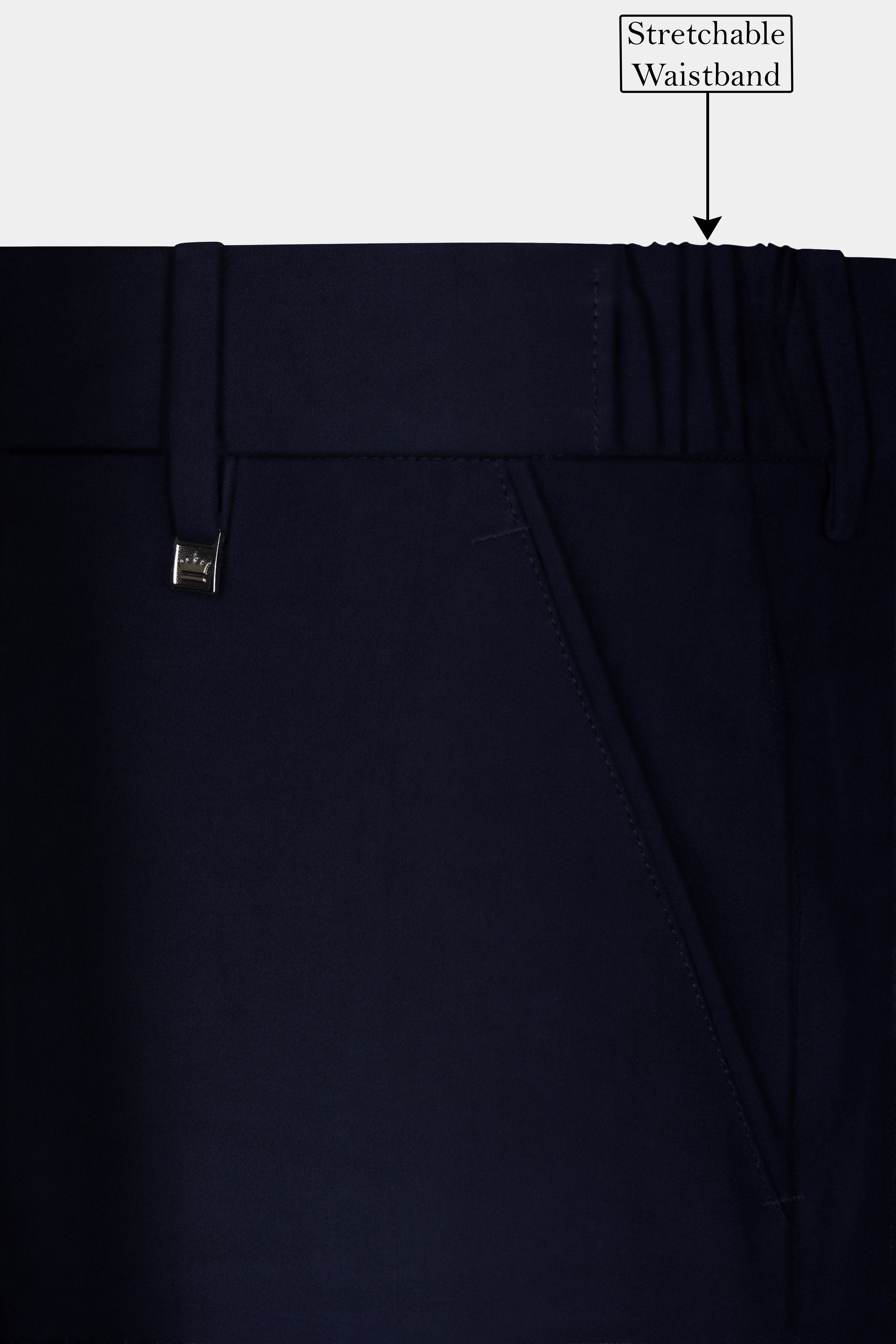 Ashen-Cinder Blue Solid Wool Rich Stretchable Waistband Pant