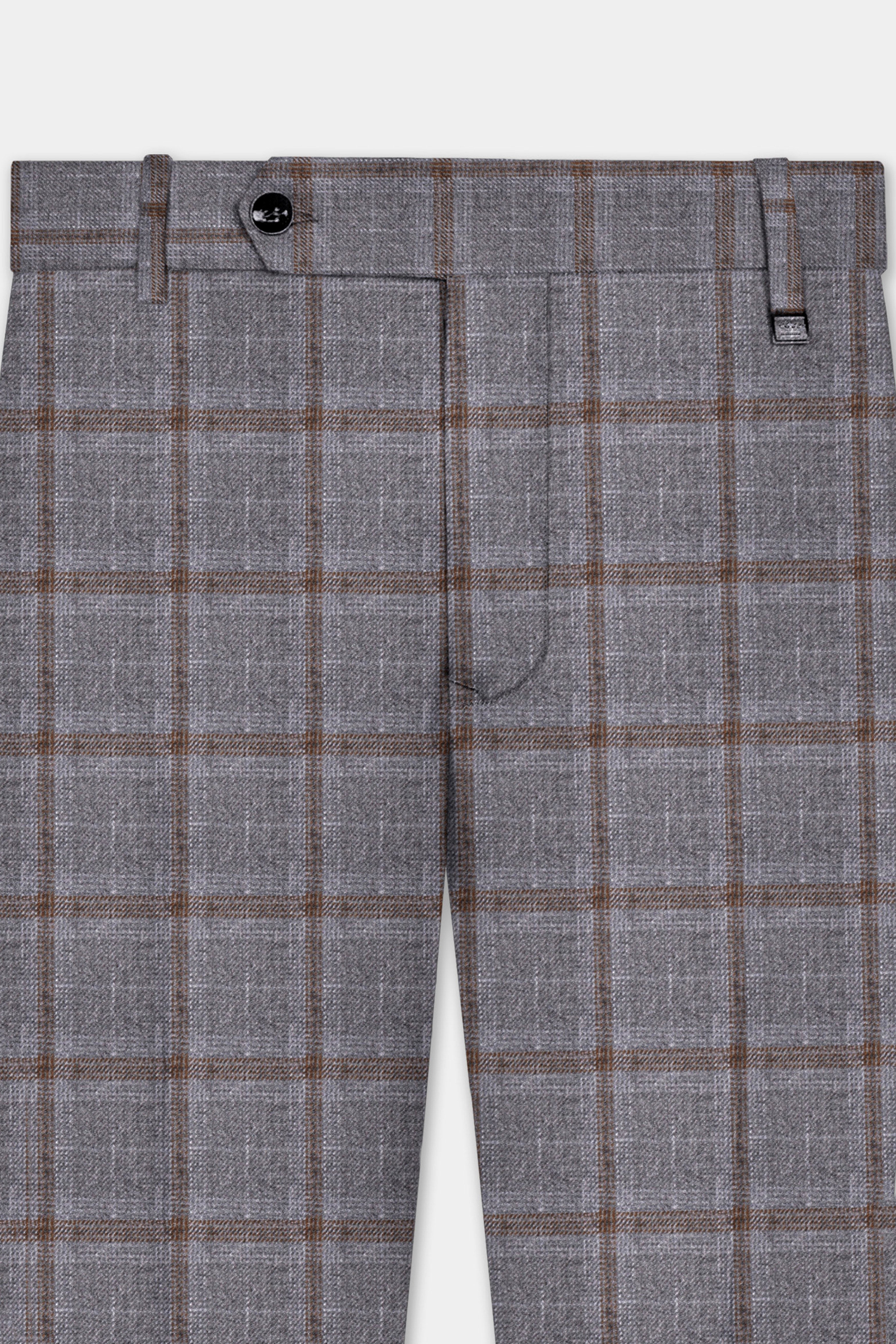 Flintstone-Gray windows Tweed Stretchable Waistband Pant