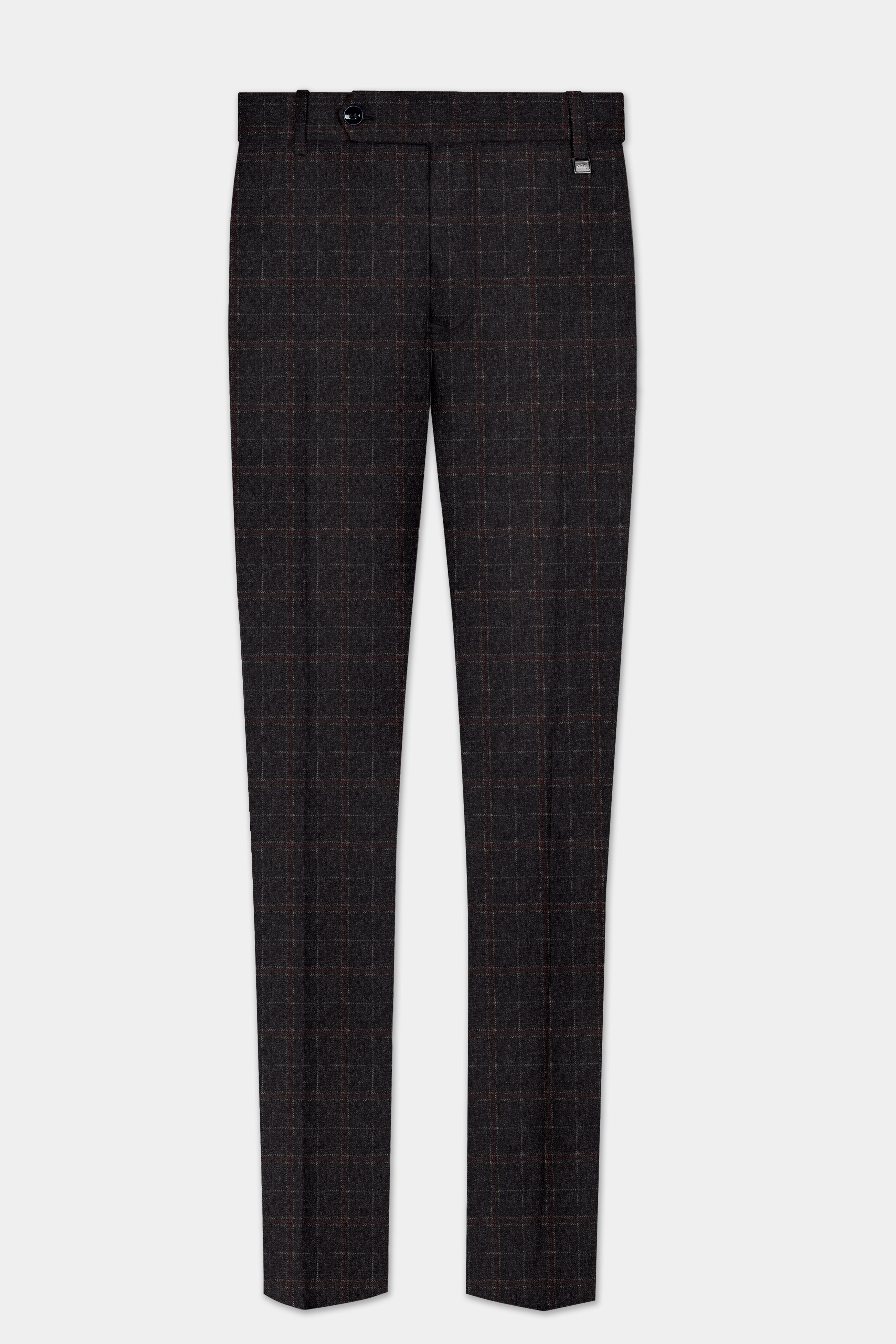 Apollo-Zeus Brown Plaid Tweed Stretchable Waistband Pant