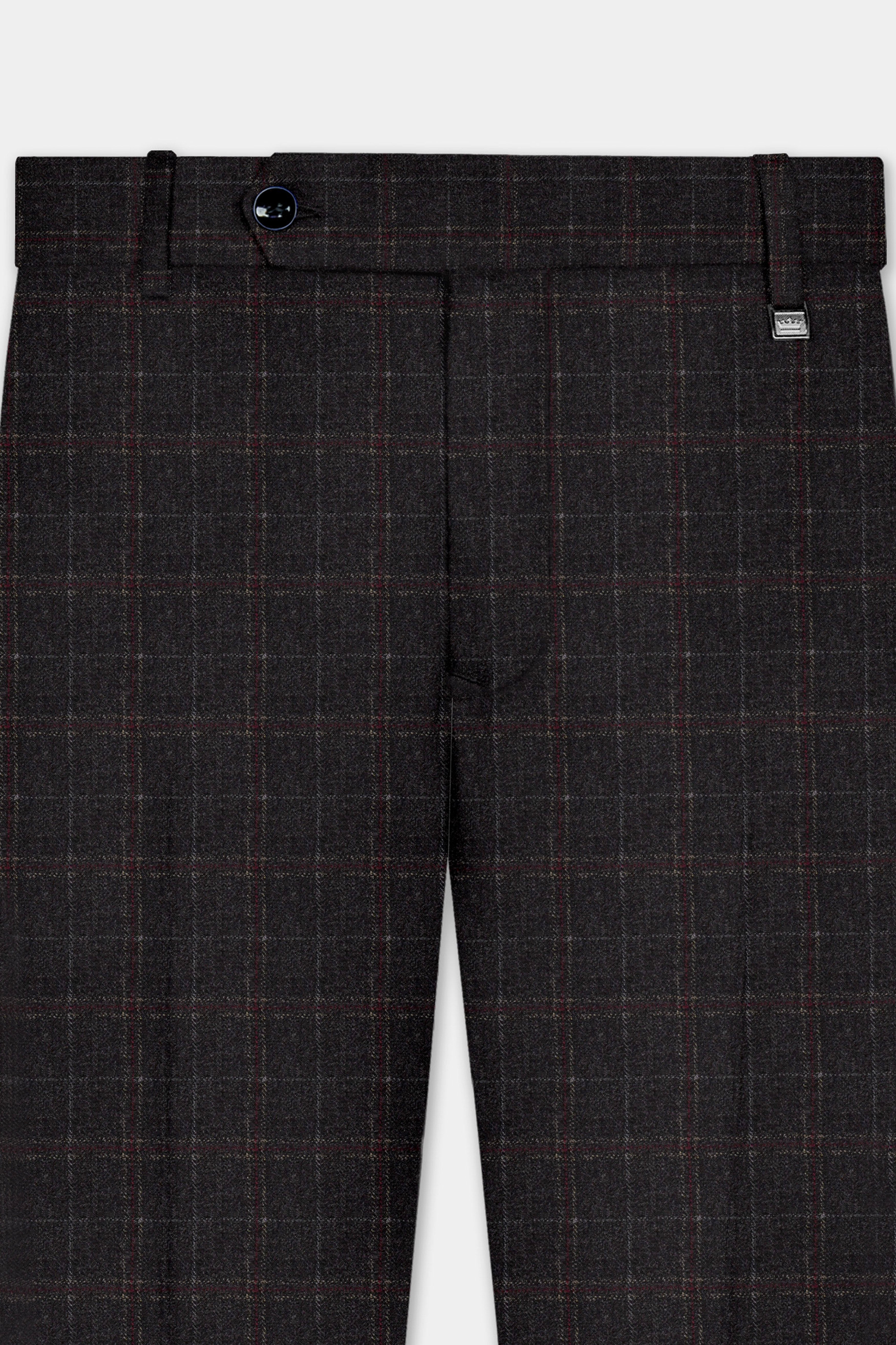 Apollo-Zeus Brown Plaid Tweed Stretchable Waistband Pant