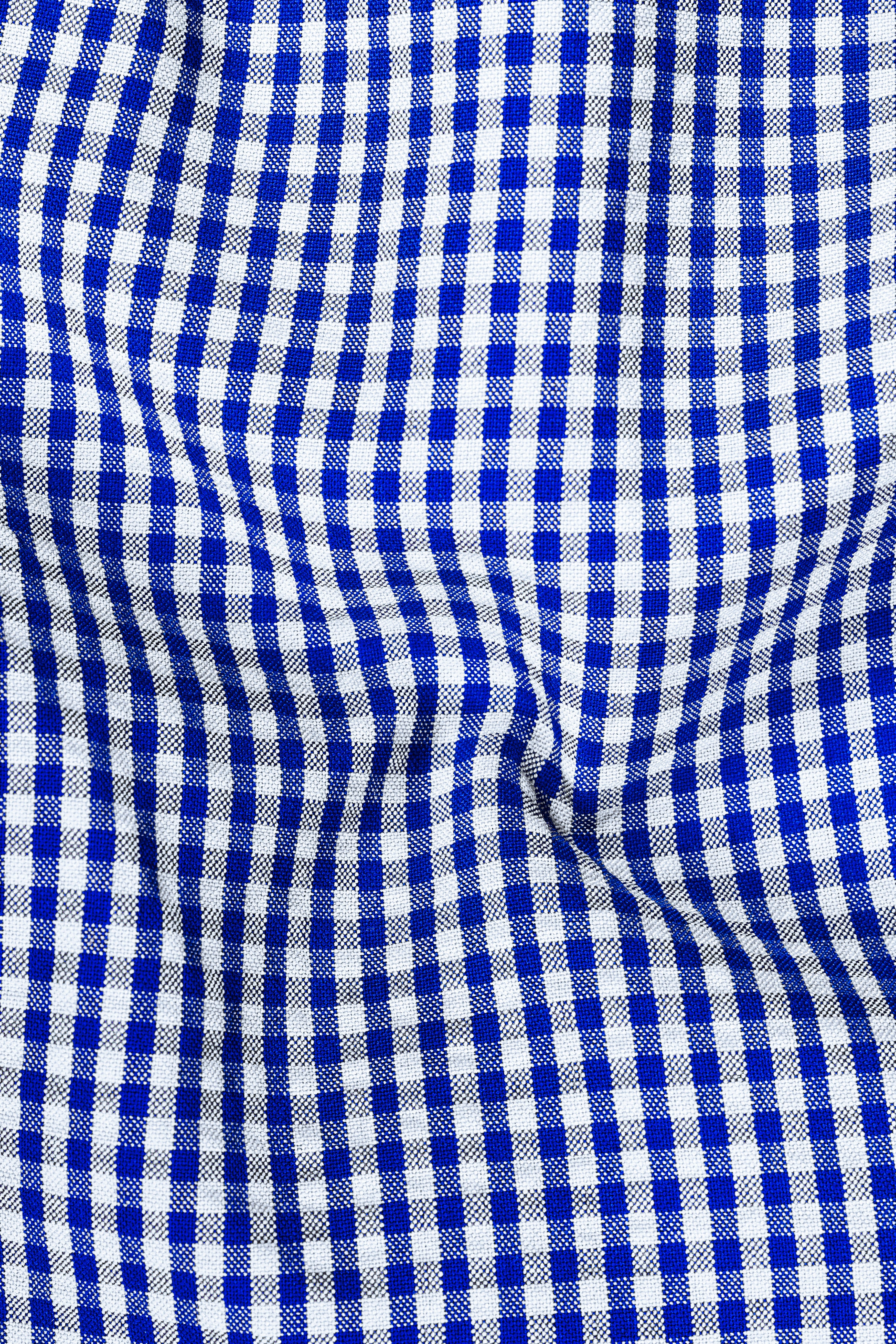 Nautilus-Torea Bay Blue And Bright White Gingham Plaid Cotton Stretchable Waistband Pant