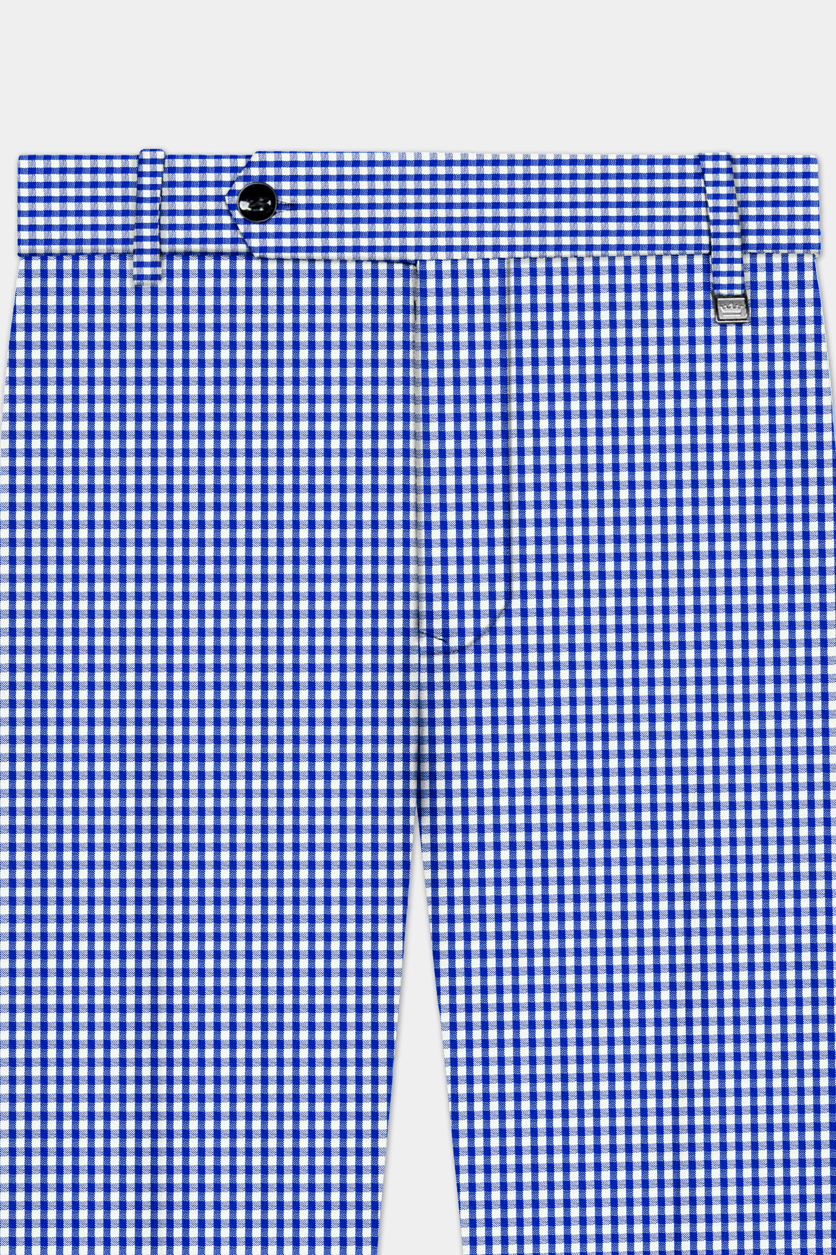 Nautilus-Torea Bay Blue And Bright White Gingham Plaid Cotton Stretchable Waistband Pant