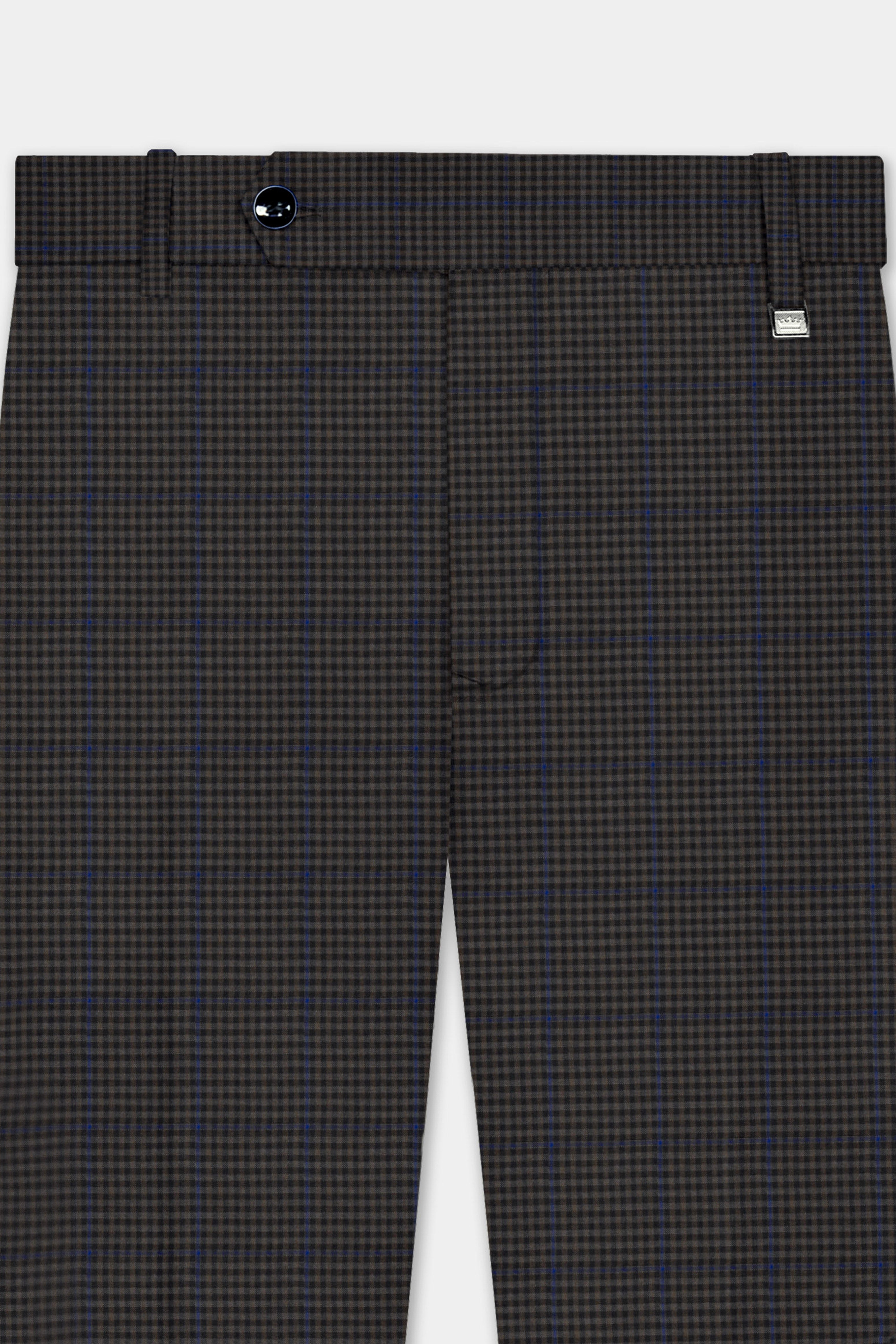 Allegro-Piano Brown Gingham Plaid Cotton Stretchable Waistband Pant