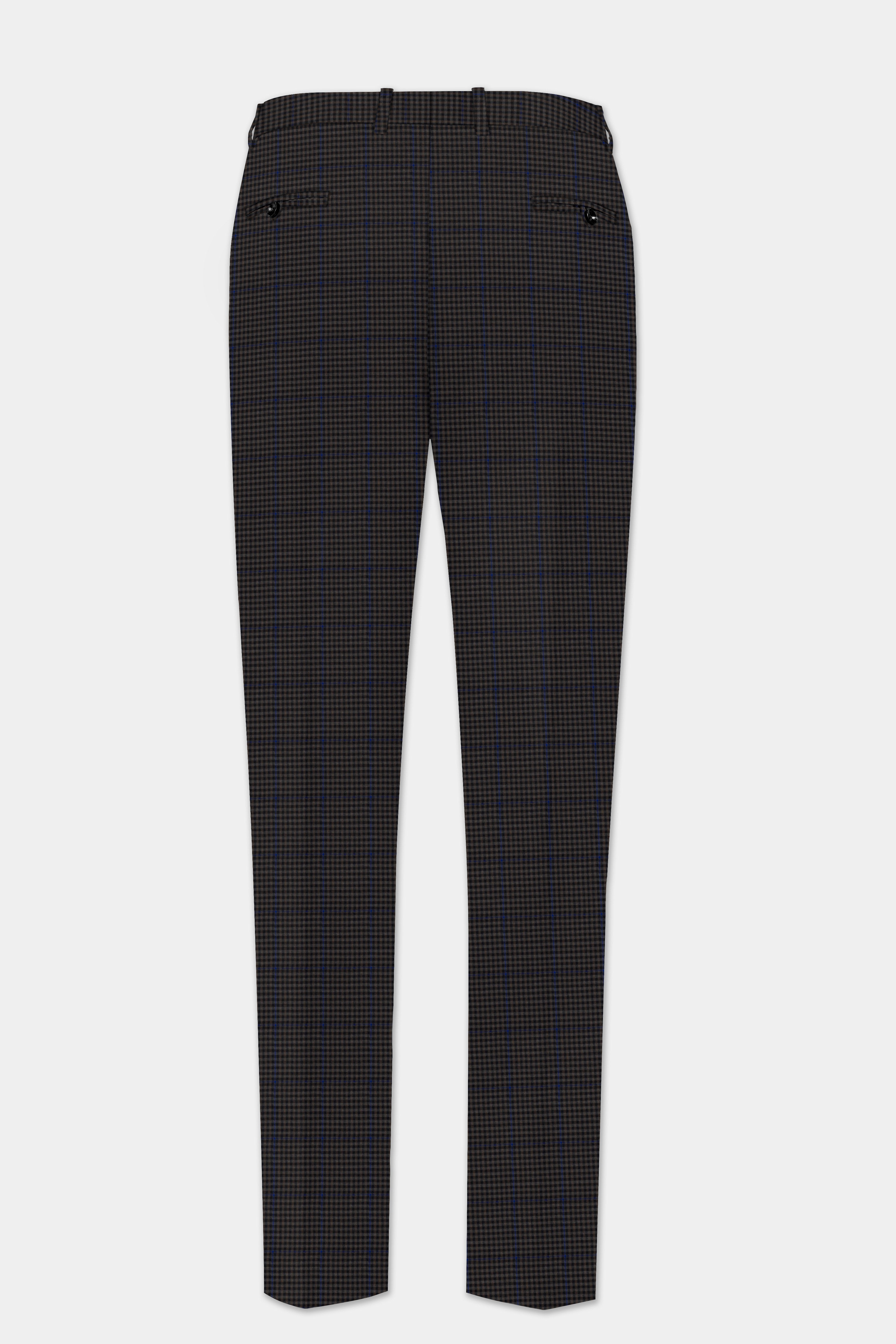 Allegro-Piano Brown Gingham Plaid Cotton Stretchable Waistband Pant