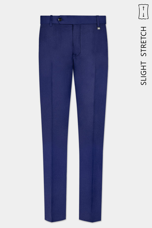 Celestia- Blue Solid Wool Rich Slight Stretch Waistband Pant