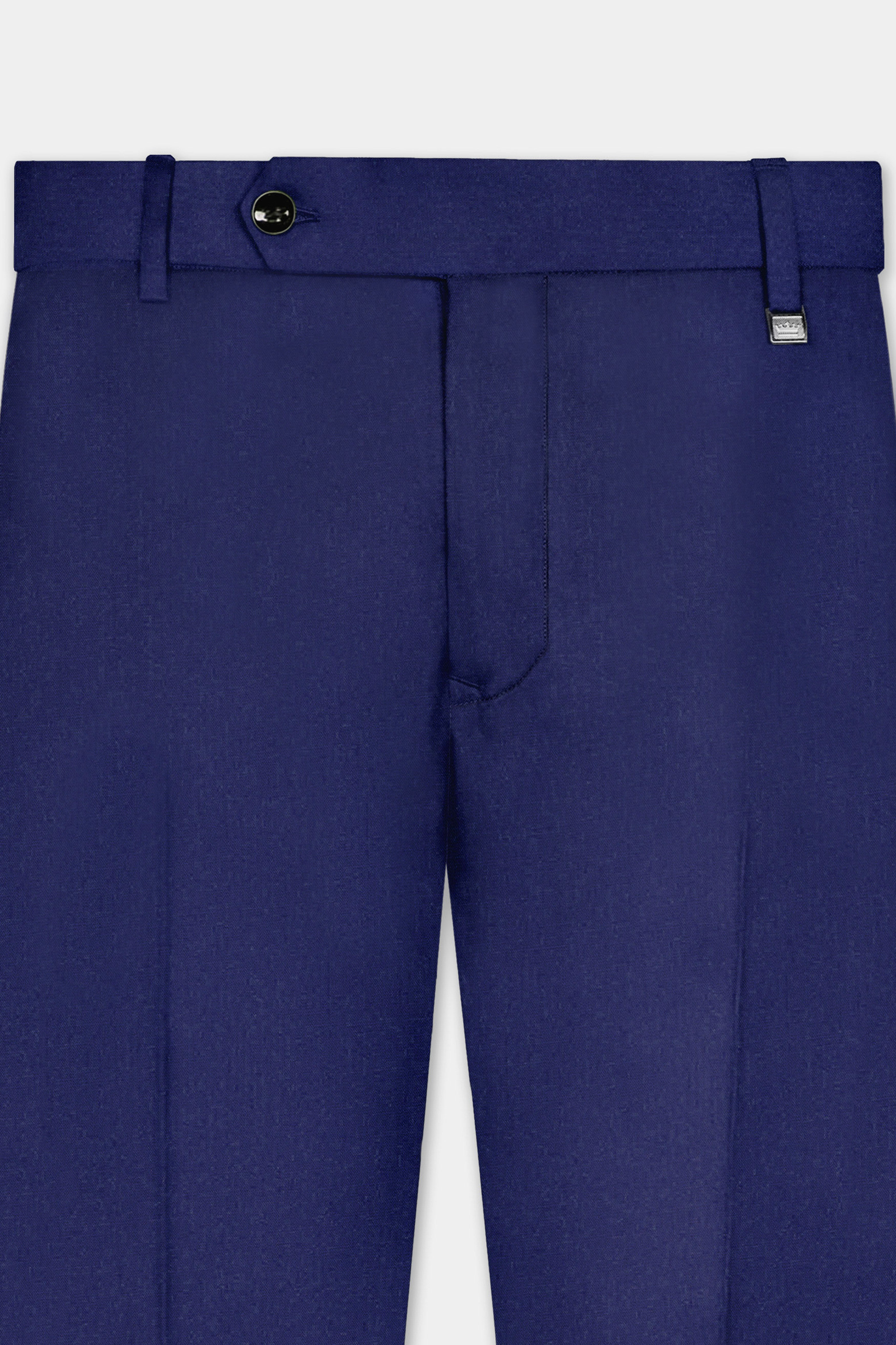 Celestia-Zodiac Blue Solid Wool Rich Stretchable Waistband Pant