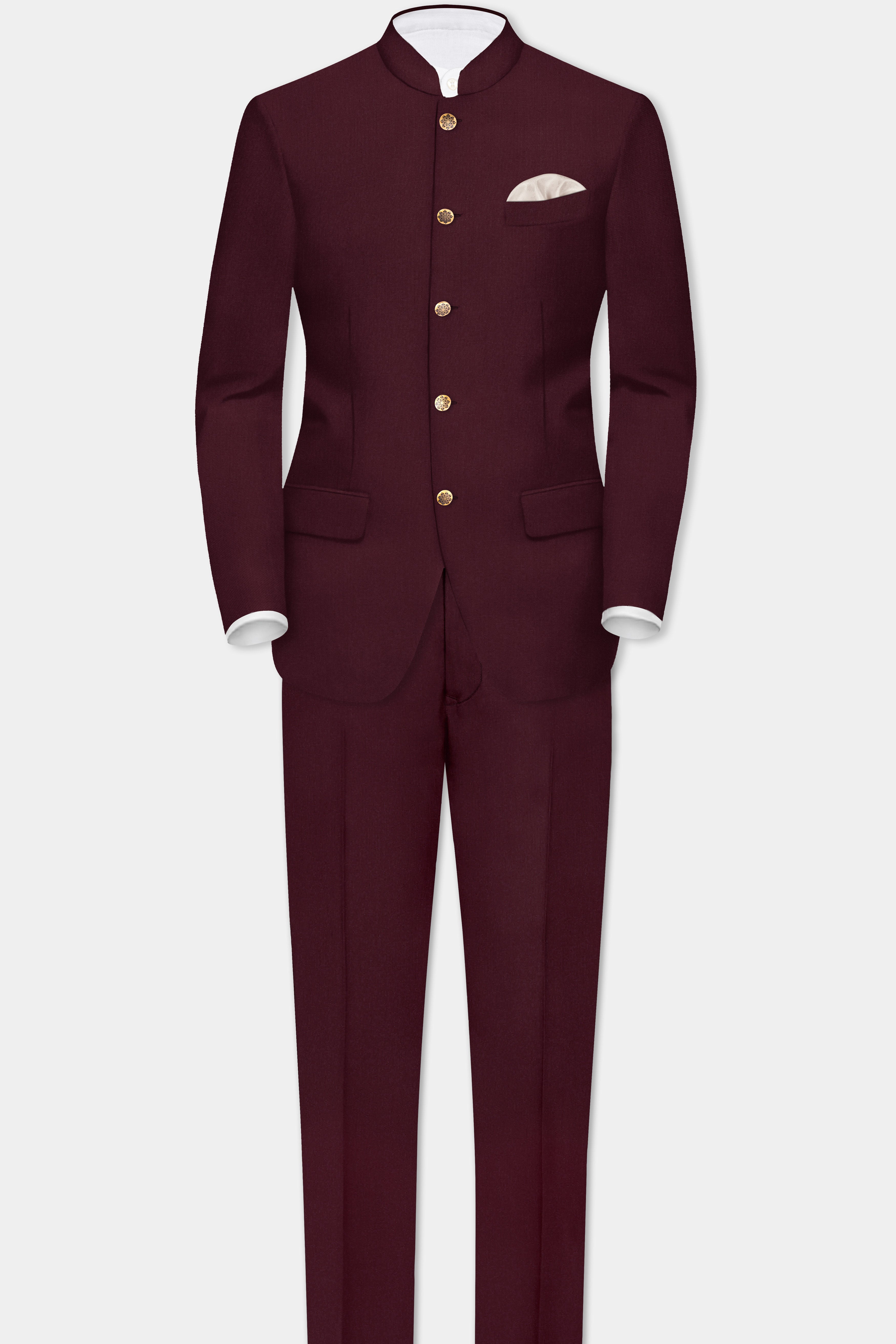 SepiaElite-Tamarind Brown Solid Wool Rich Slight Stretch Waistband Pant