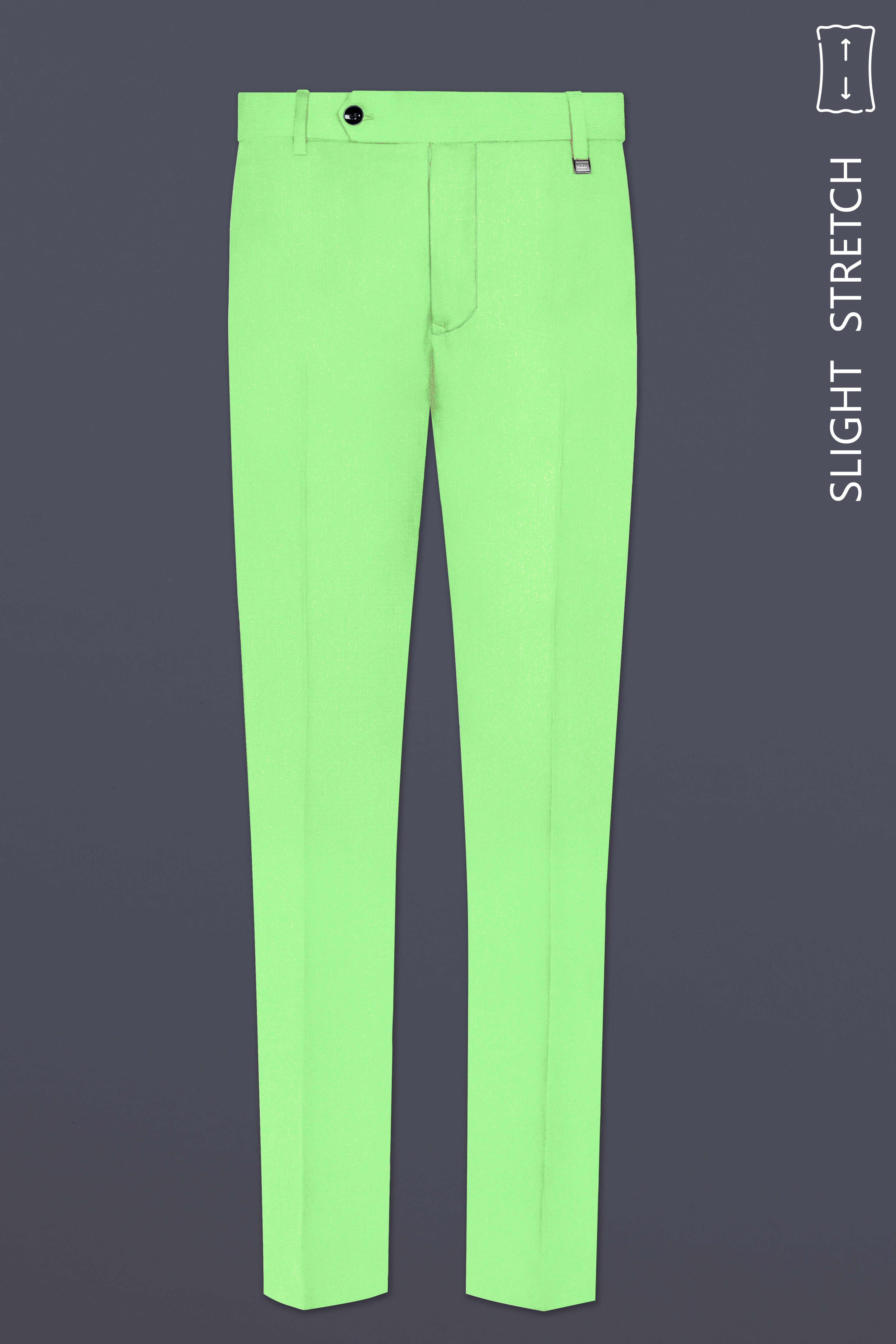 Emerald-Mint Green Solid Wool Rich Slight Stretch Waistband Pant