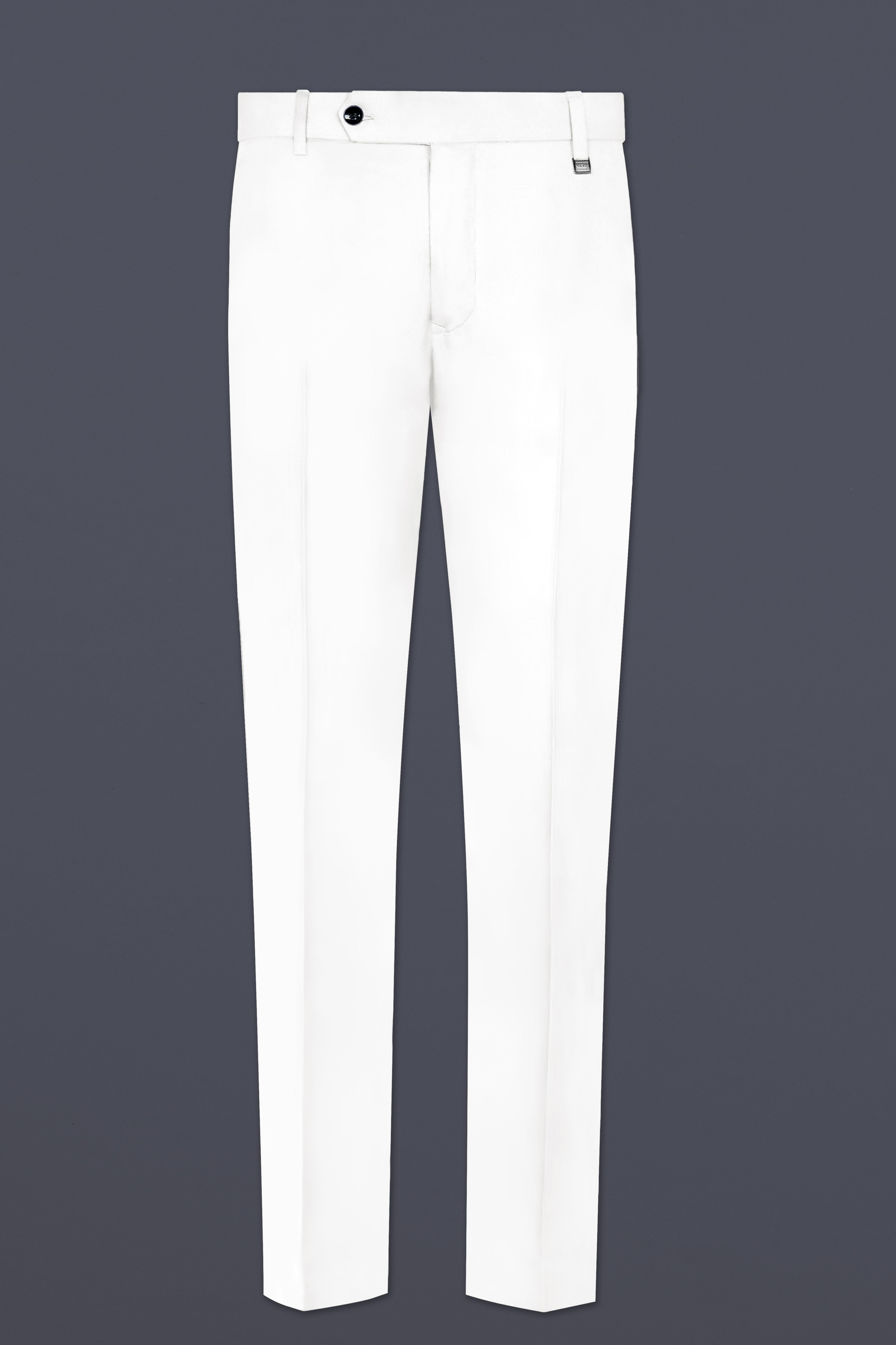 Off White Solid Wool Rich Stretchable Waistband Pant