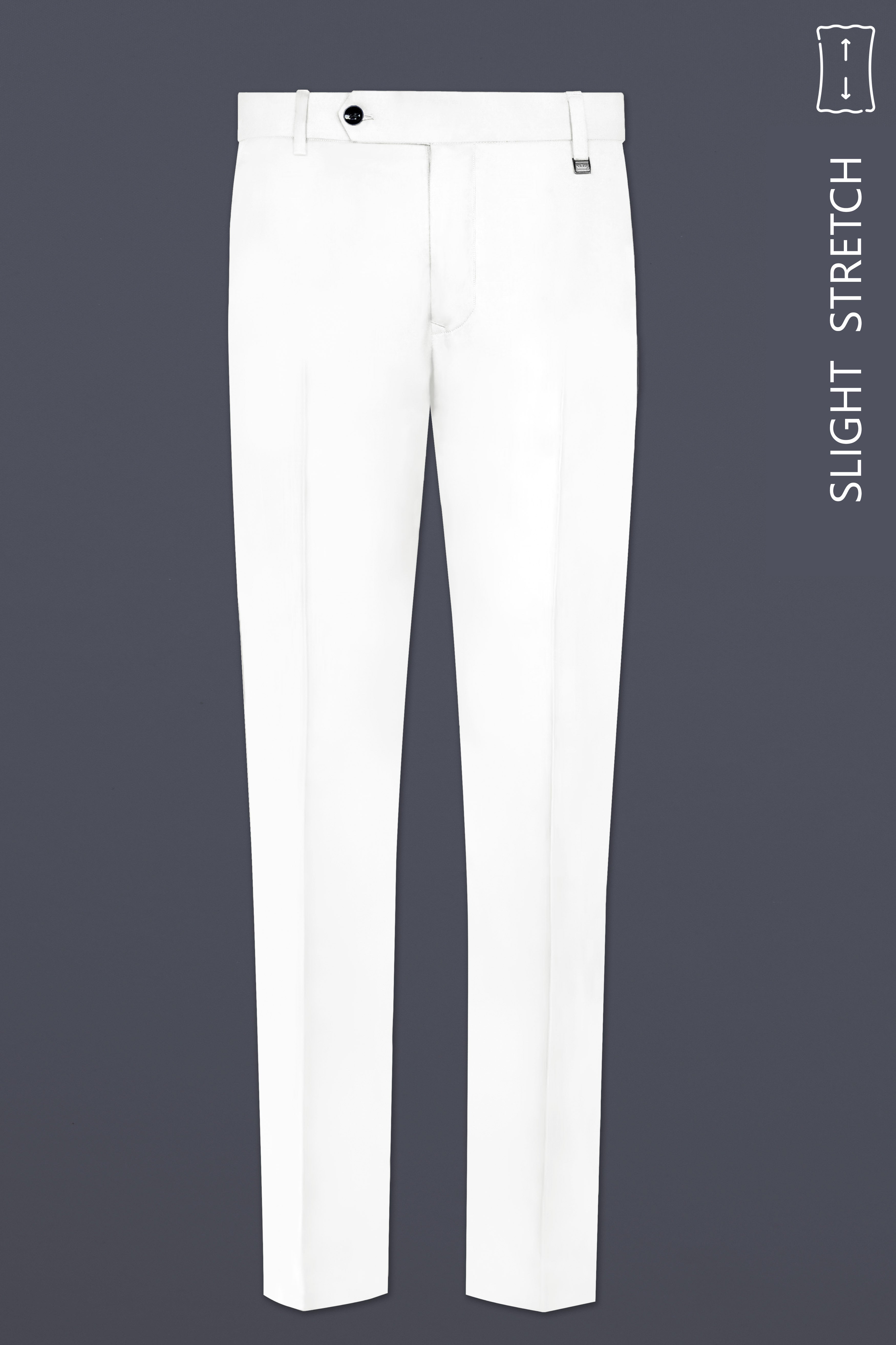 Off White Solid Wool Rich Slight Stretch Waistband Pant