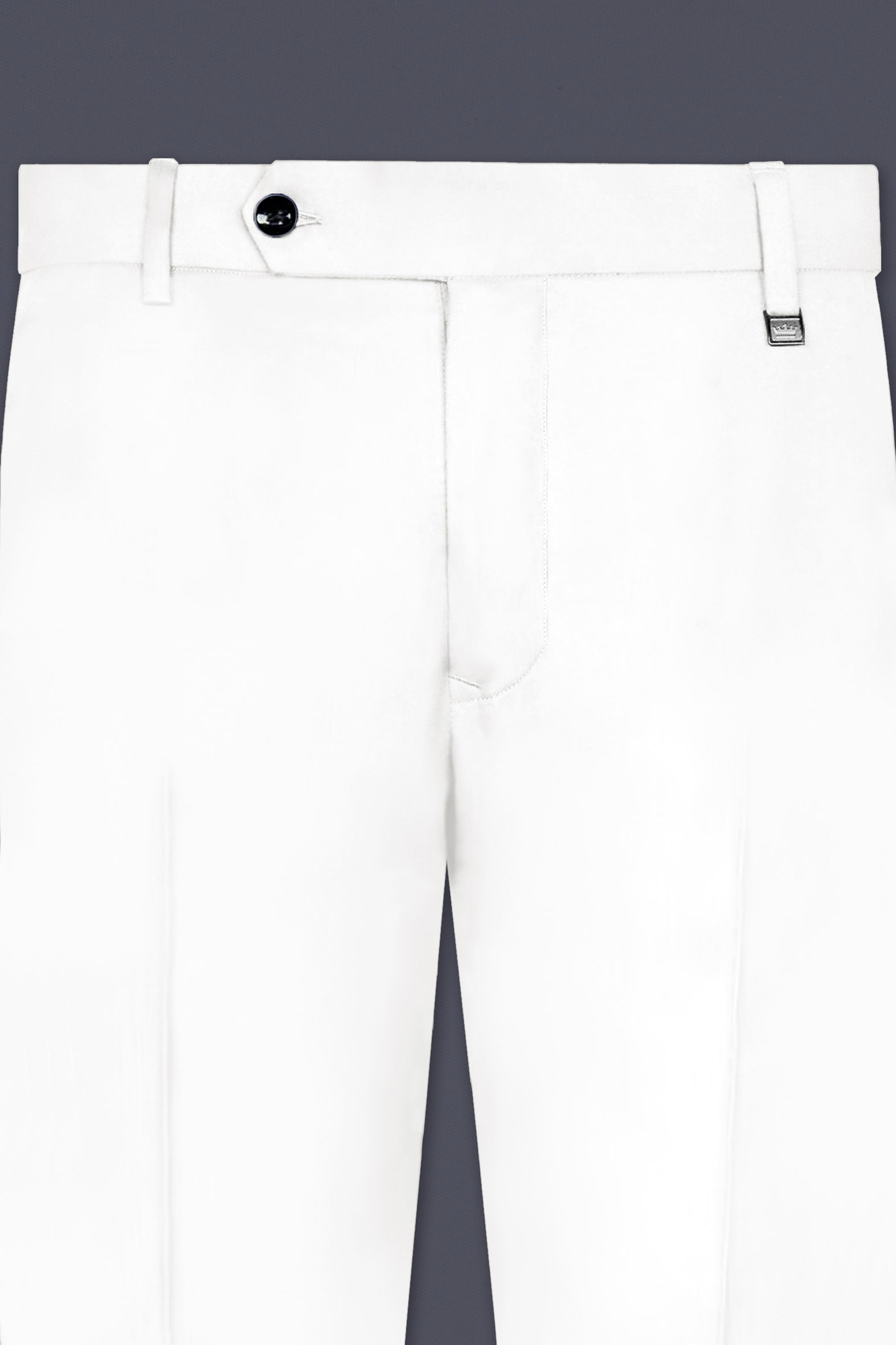 Off White Solid Wool Rich Slight Stretch Waistband Pant