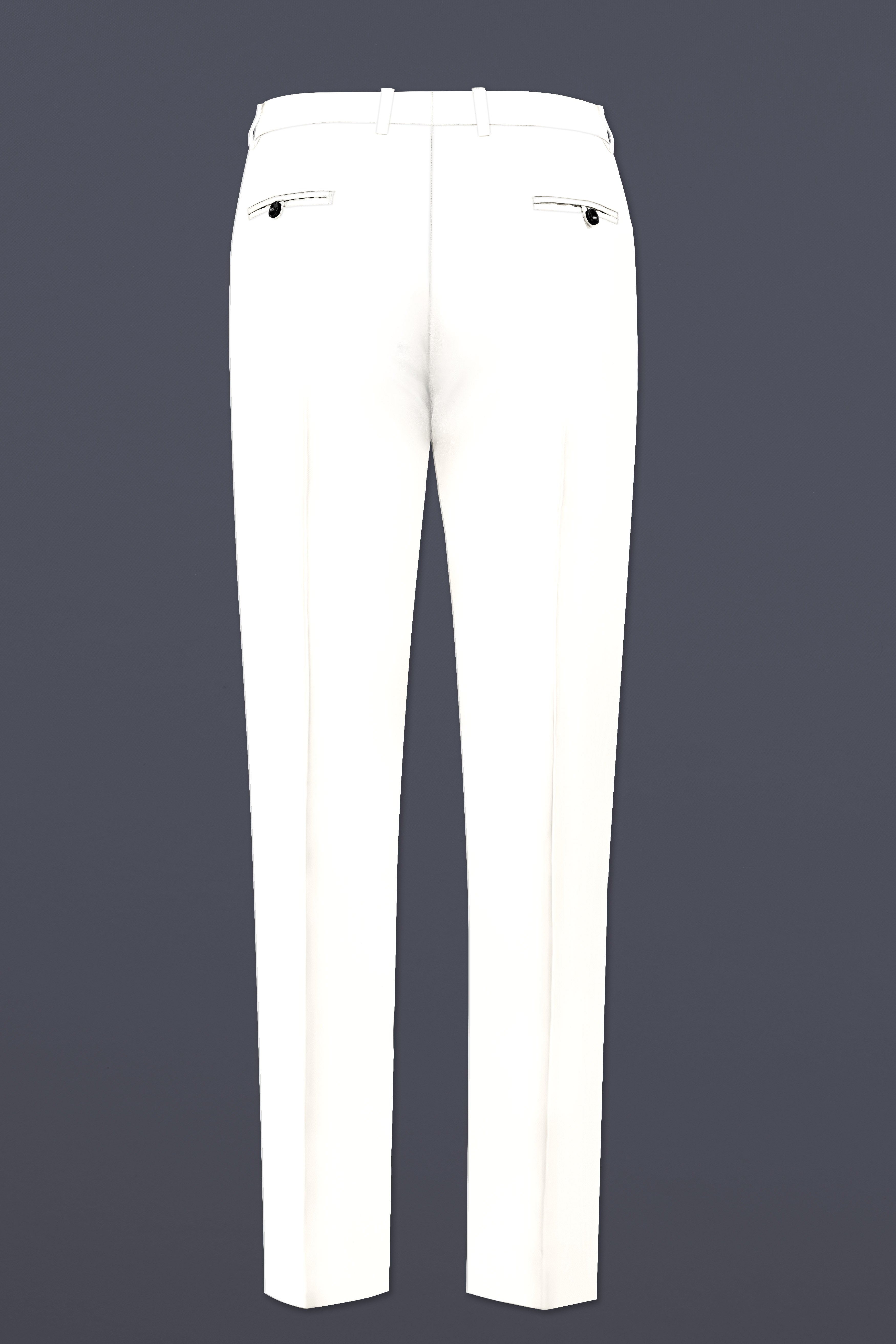 Off White Solid Wool Rich Slight Stretch Waistband Pant