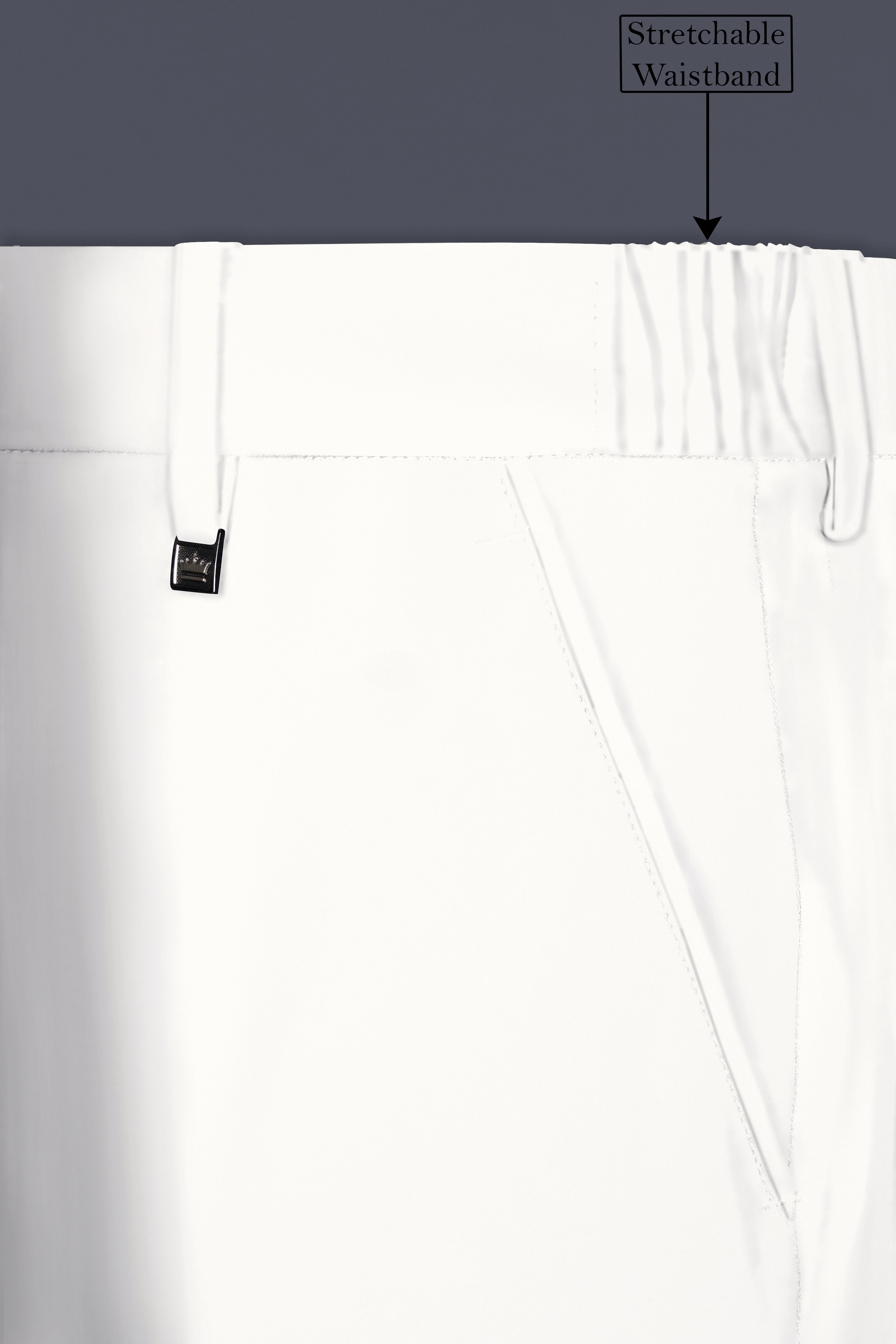 Off White Solid Wool Rich Slight Stretch Waistband Pant